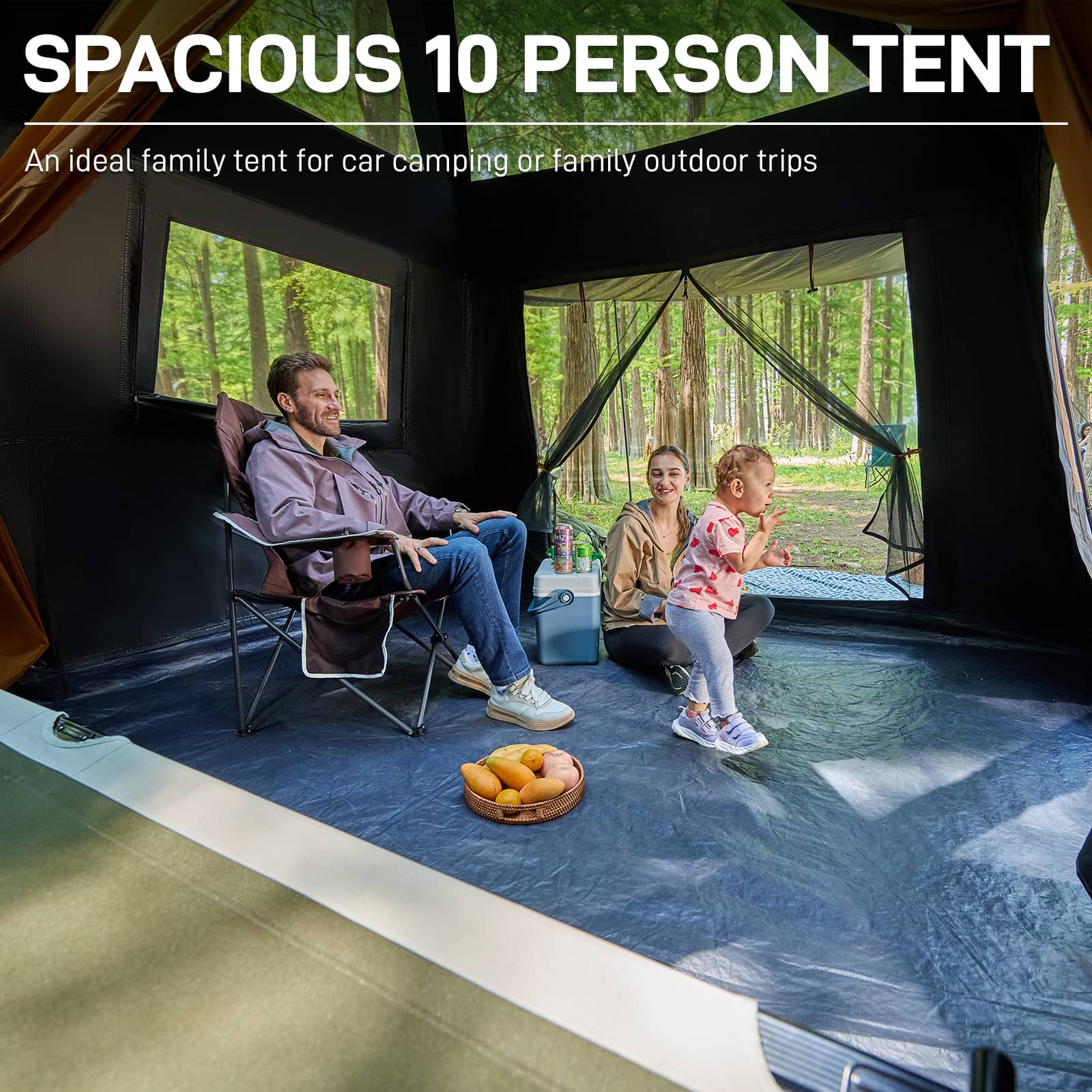 EVER ADVANCED - 10 Persons Blackout Tent With Porch - Orange