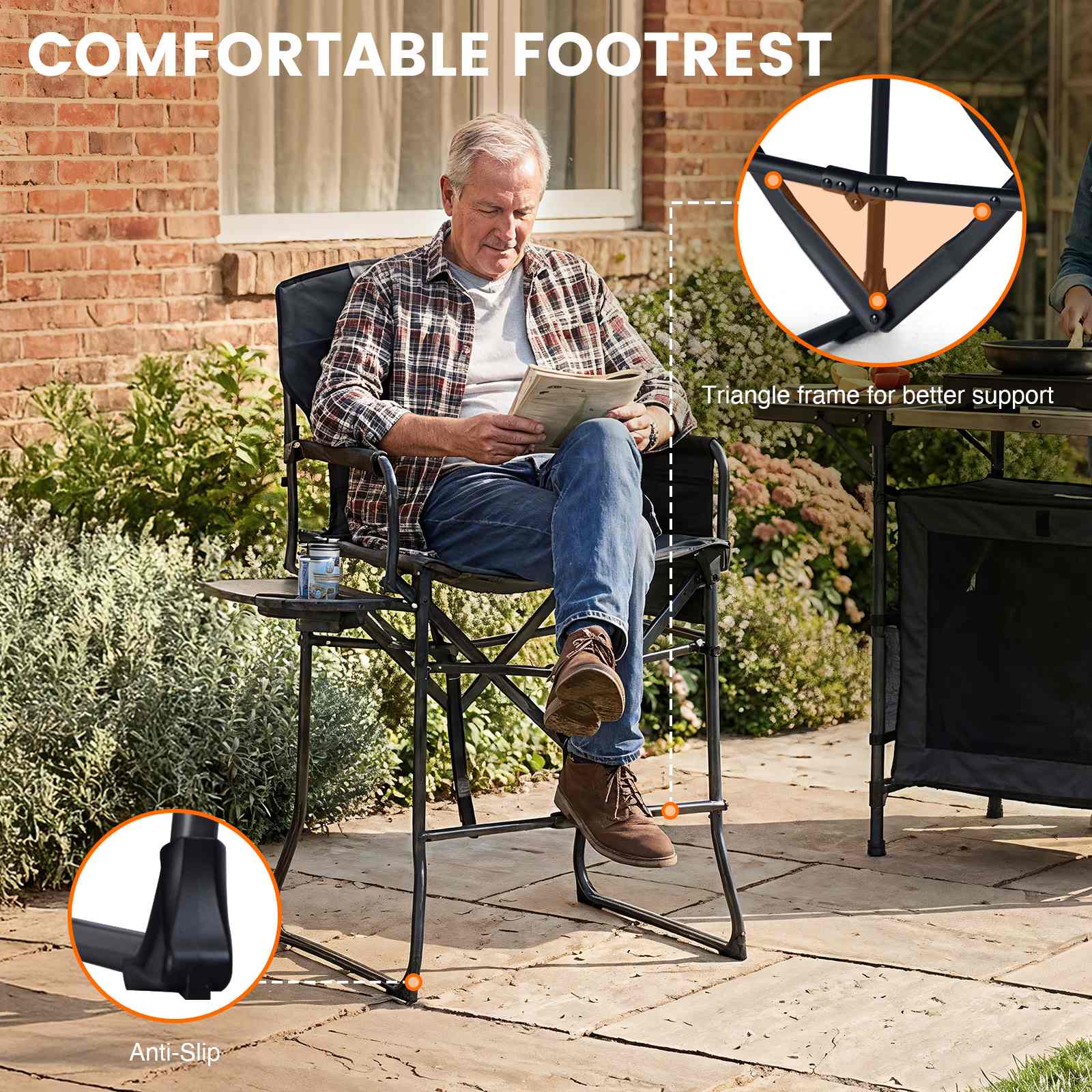 Portable Tall Folding Camping Chair
