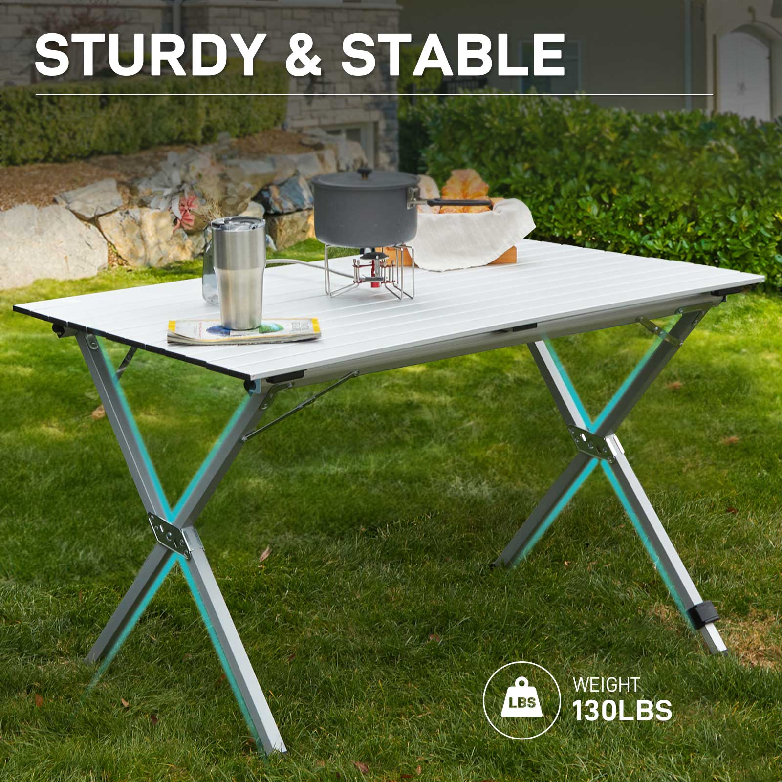 EVER ADVANCED - 4 - 6 People All Terrain Aluminium Camping Table -