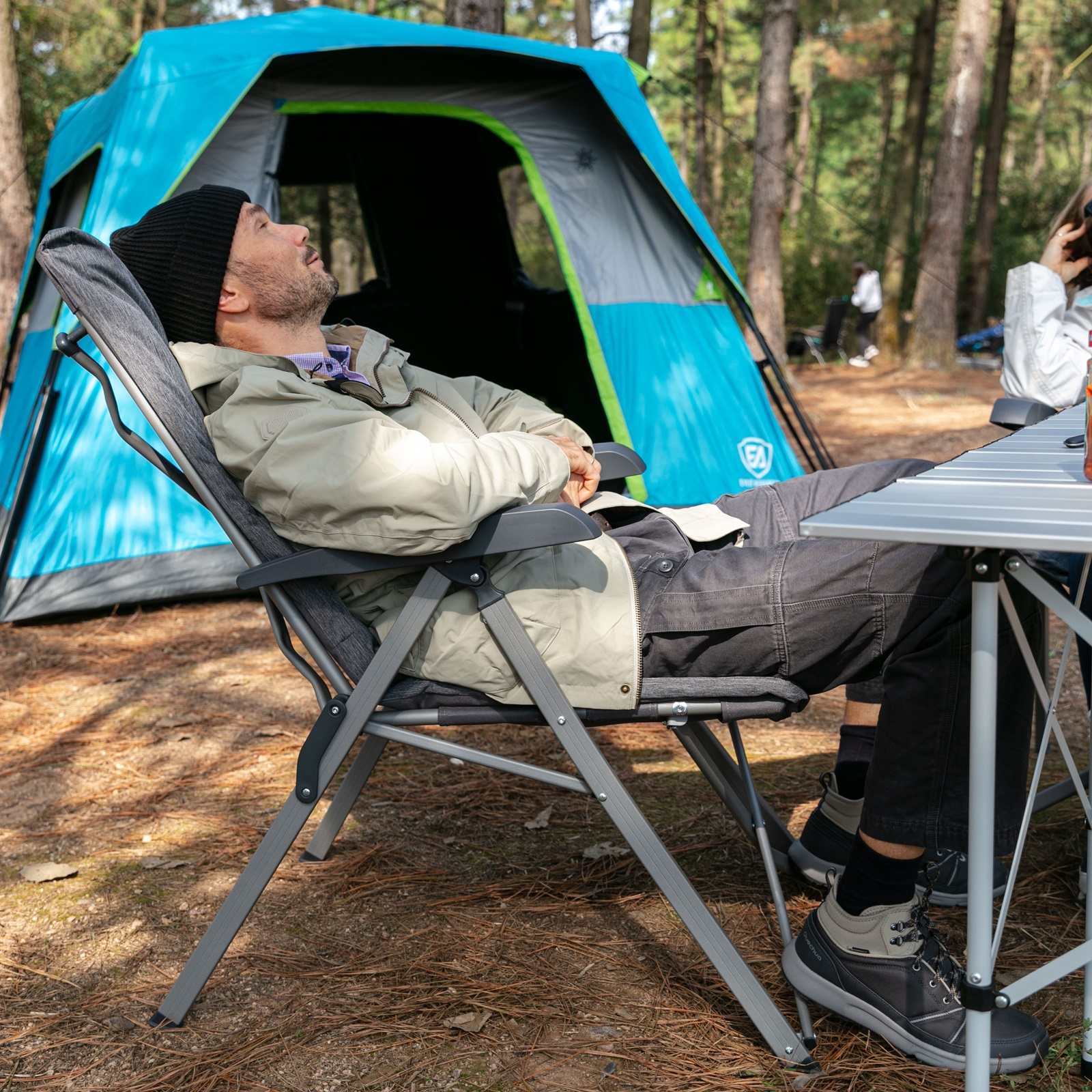 Folding Recliner Camping Chair with Adjustable High Back