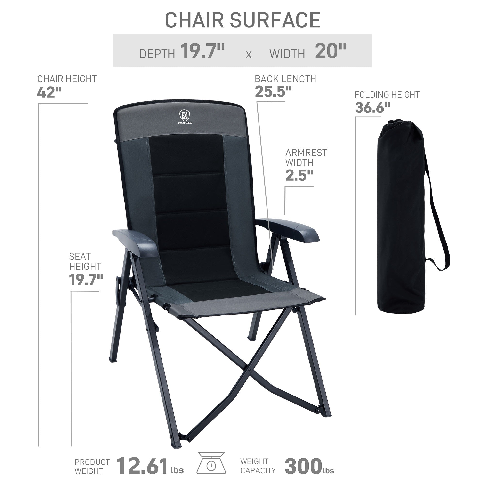 Folding Recliner Camping Chair with Adjustable High Back