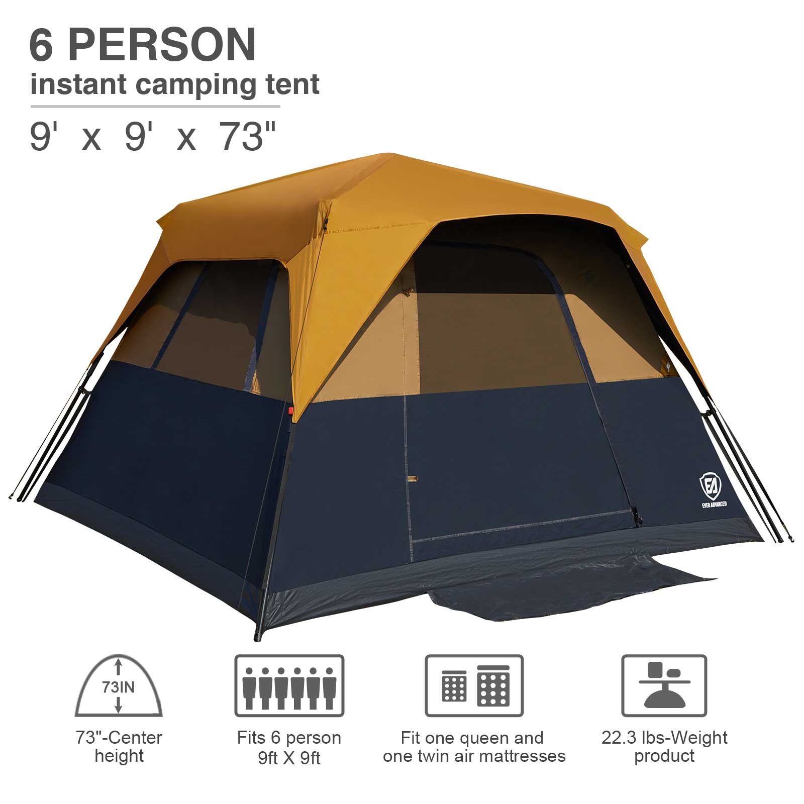 6 Person Instant Blackout Camping Tent