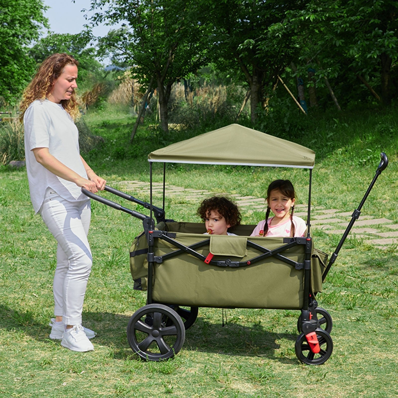 EVER ADVANCED - All Terrain Stroller Wagon - Olive Green