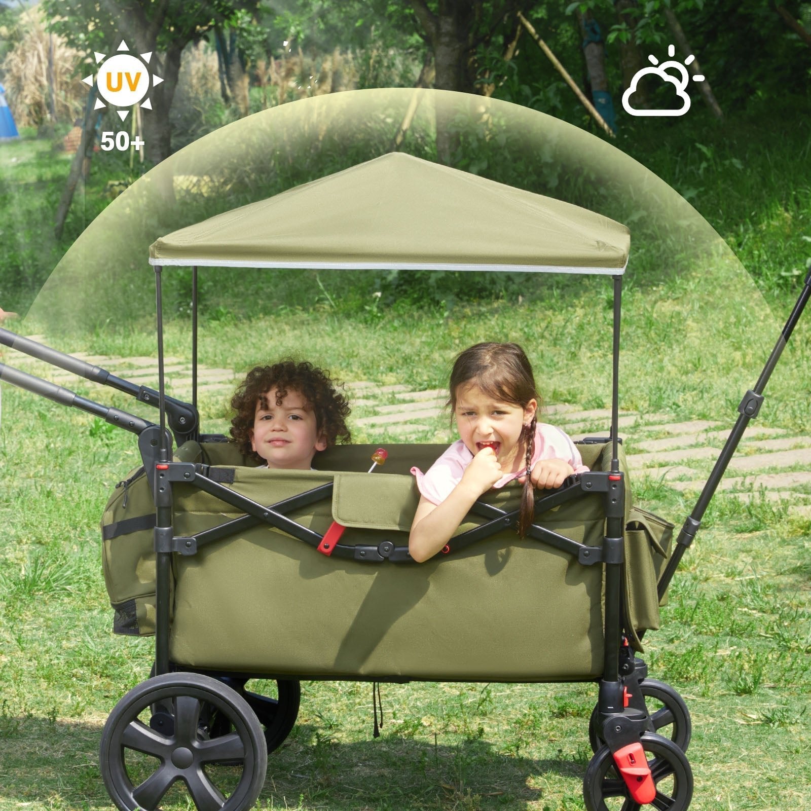 EVER ADVANCED - All Terrain Stroller Wagon - Olive Green
