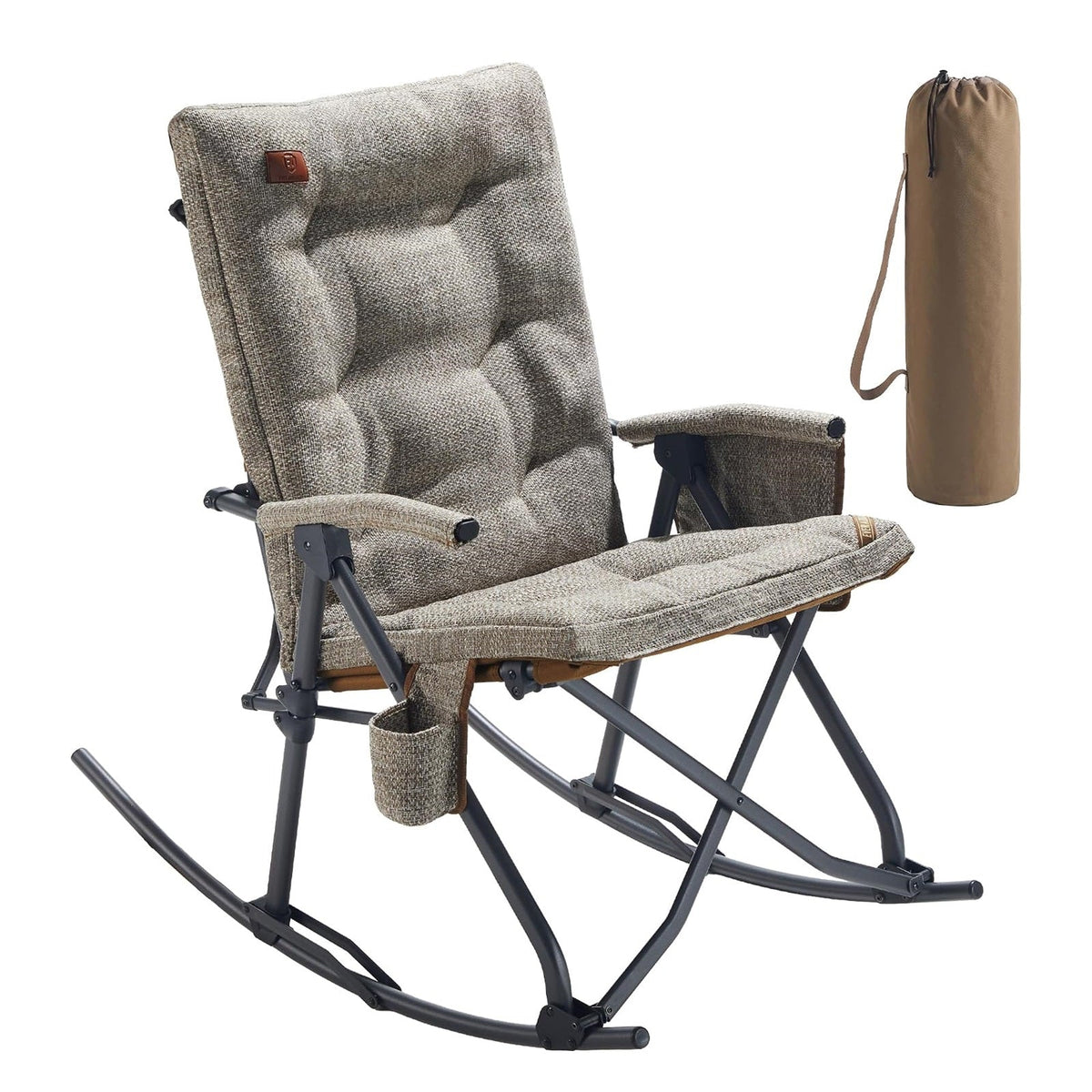EVER ADVANCED - Collapsible Patio Rocking Camping Chair - Brown