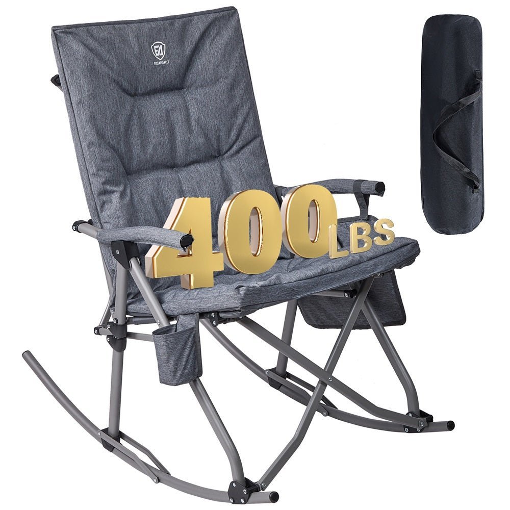 EVER ADVANCED - Collapsible Patio Rocking Camping Chair - Grey