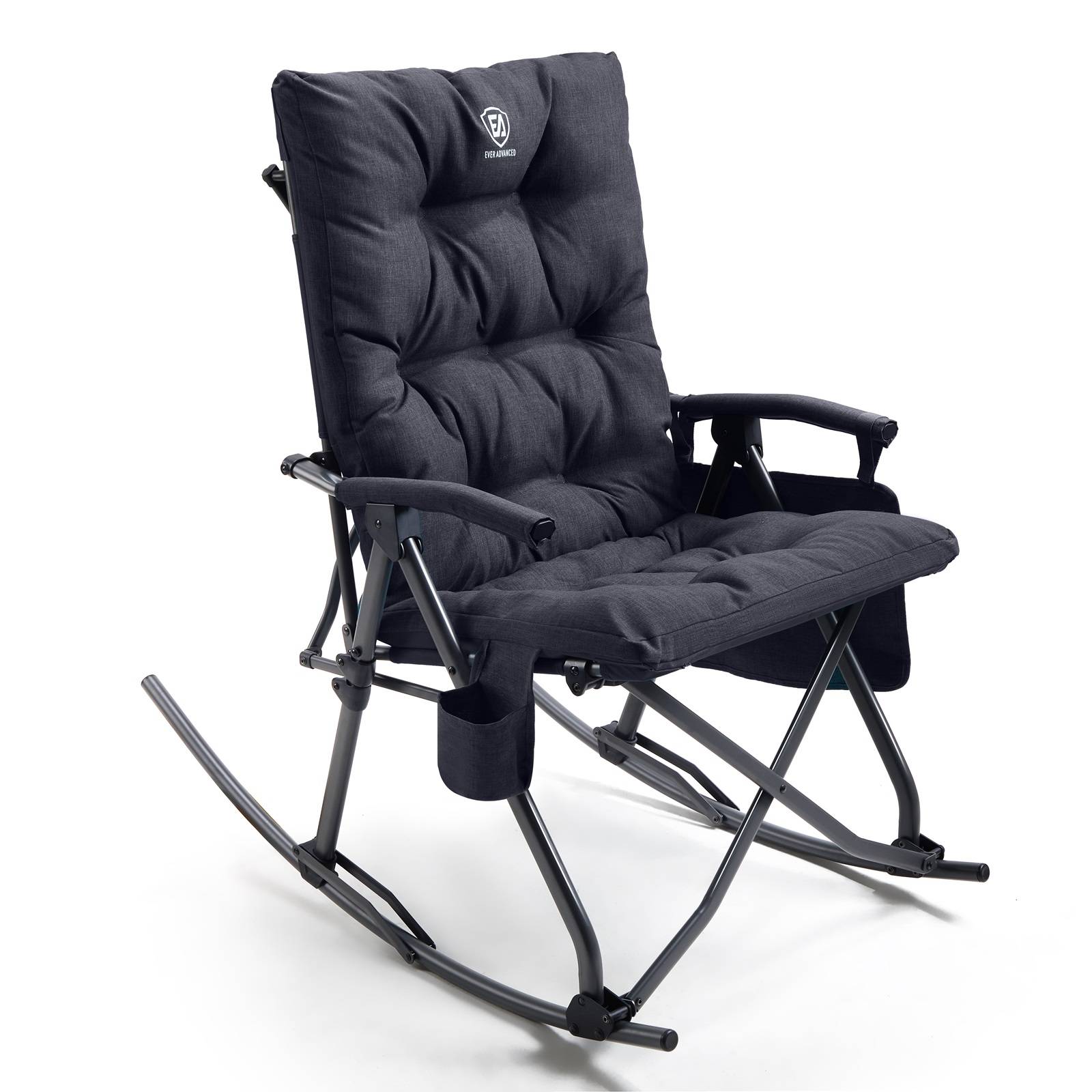 EVER ADVANCED - Collapsible Patio Rocking Camping Chair - Black