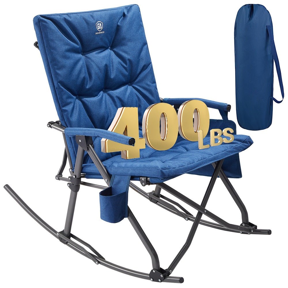 EVER ADVANCED - Collapsible Patio Rocking Camping Chair - Blue