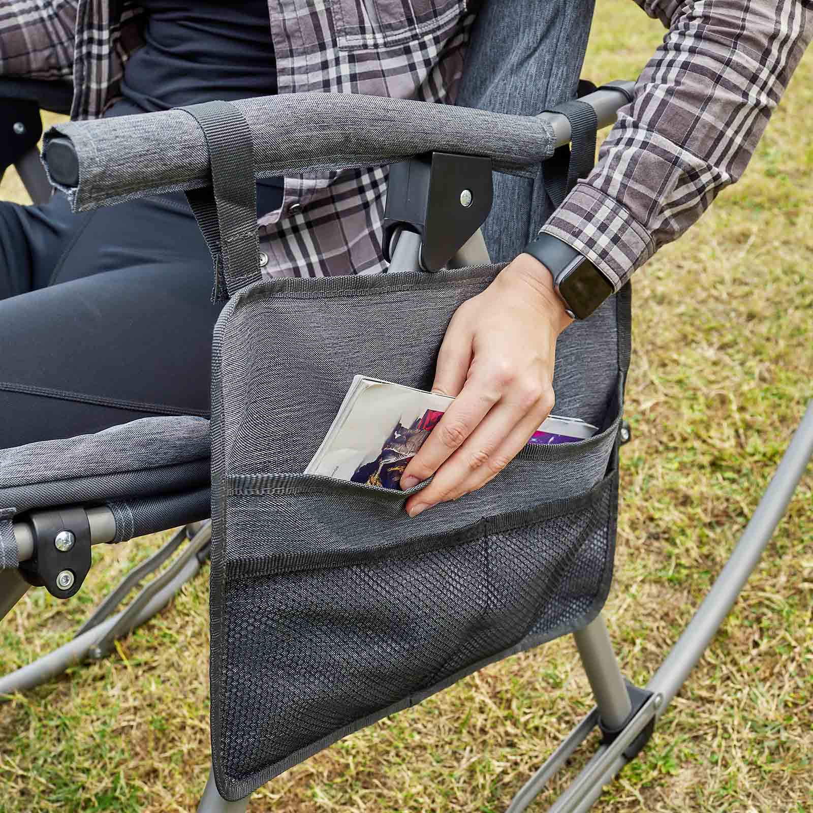 EVER ADVANCED - Collapsible Patio Rocking Camping Chair - Grey
