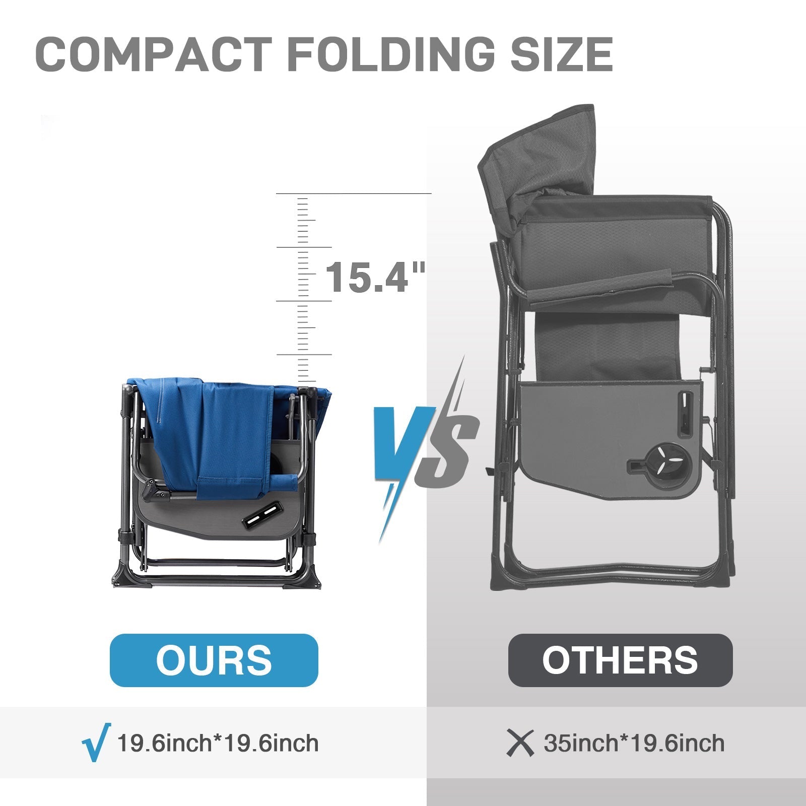 EVER ADVANCED - Compact Camping Directors Chair - Black