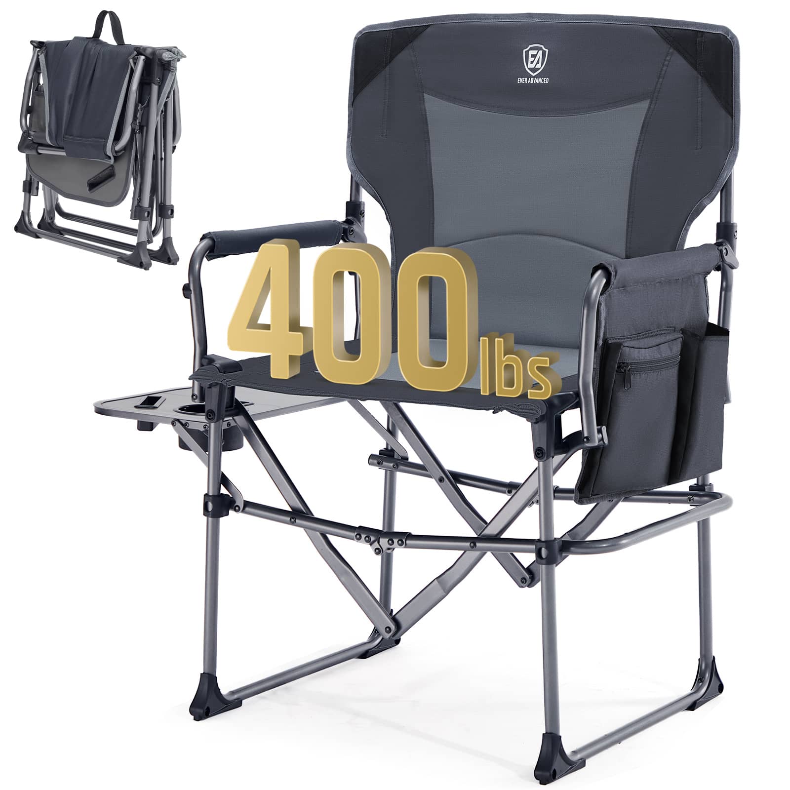 EVER ADVANCED - Compact Camping Directors Chair - Gray