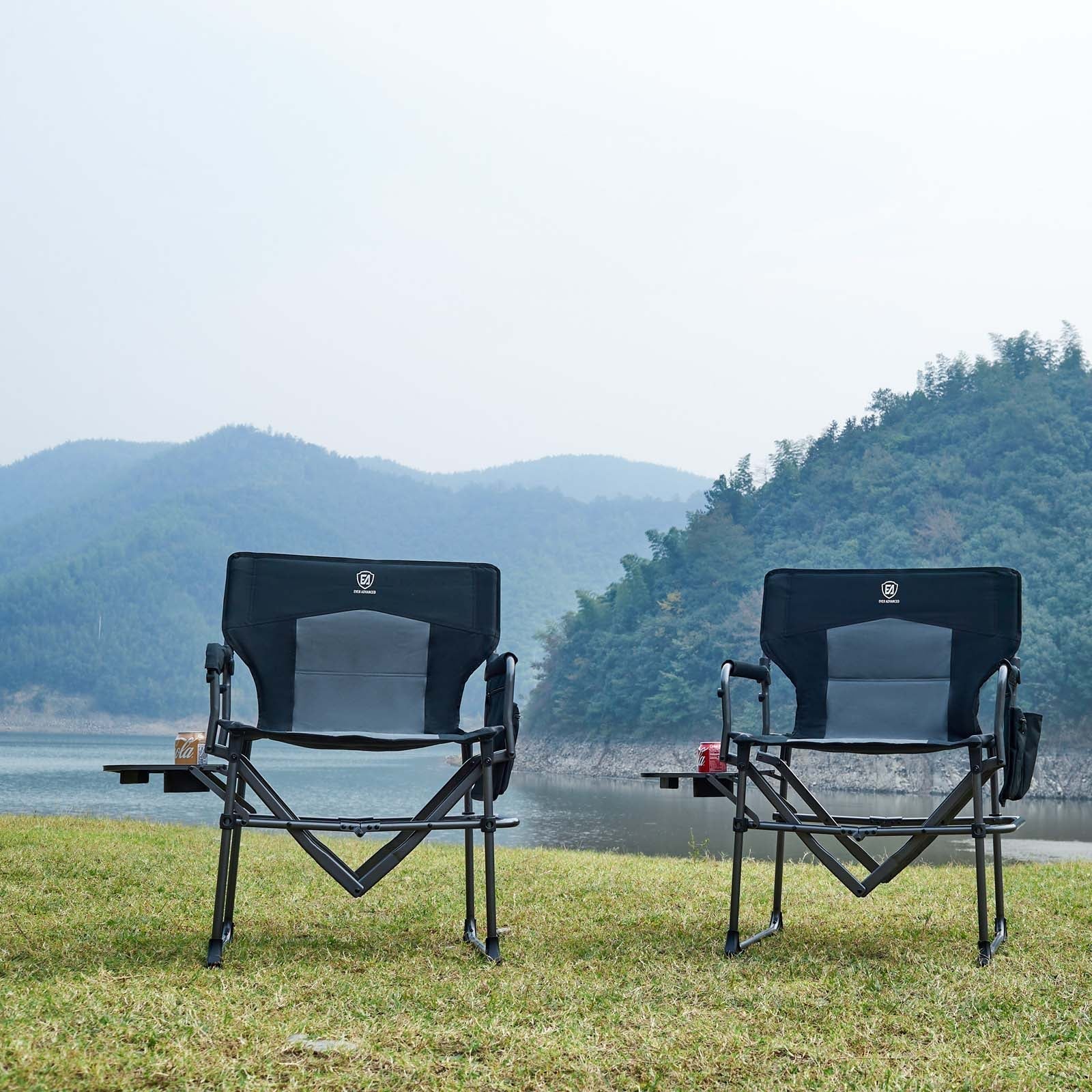 EVER ADVANCED - Compact Camping Directors Chair - Black