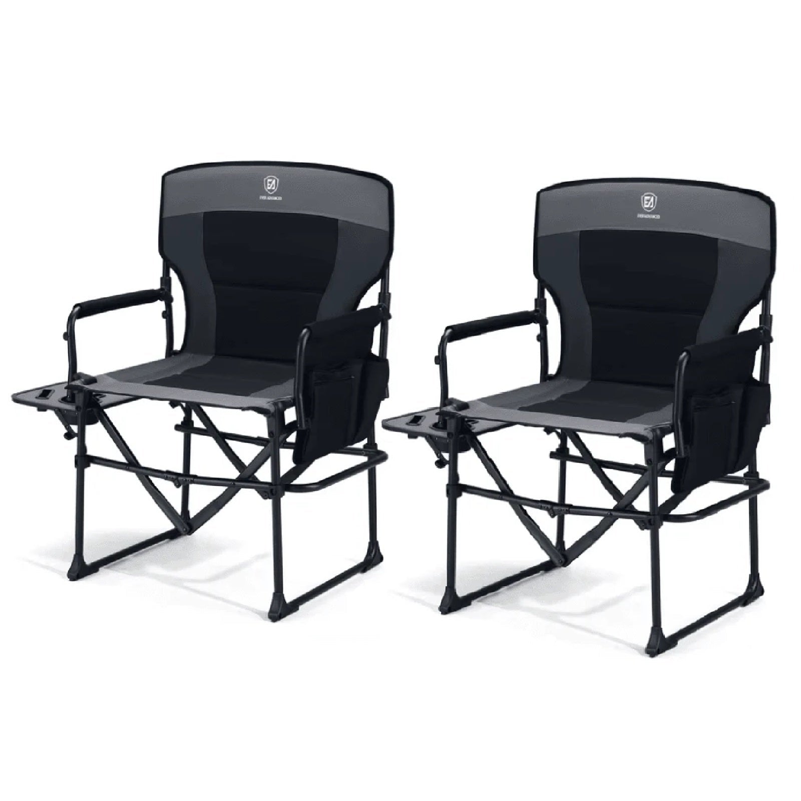 EVER ADVANCED - Compact Camping Directors Chair - Black - 2 Pack
