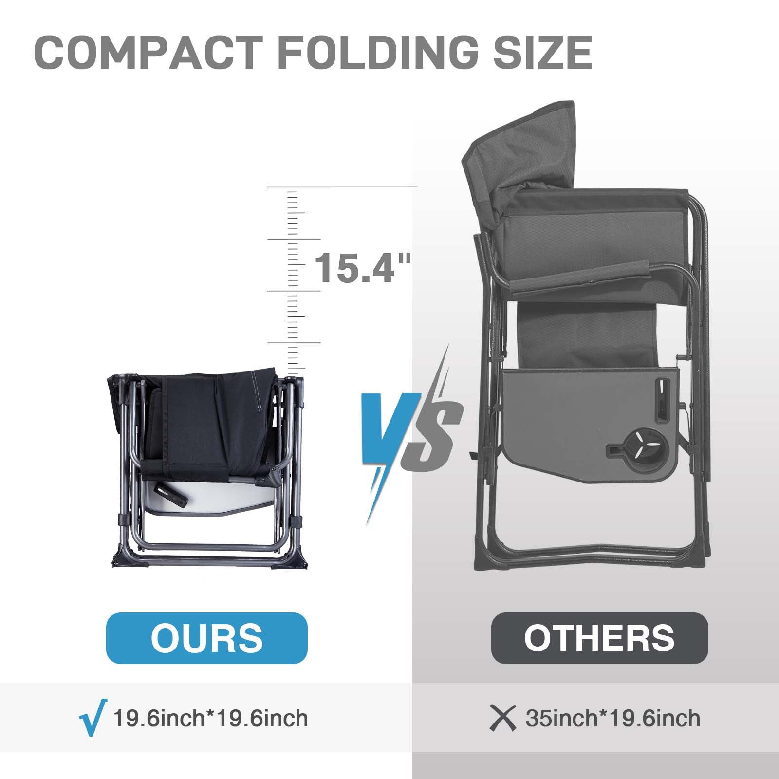 EVER ADVANCED - Compact Camping Directors Chair - Black