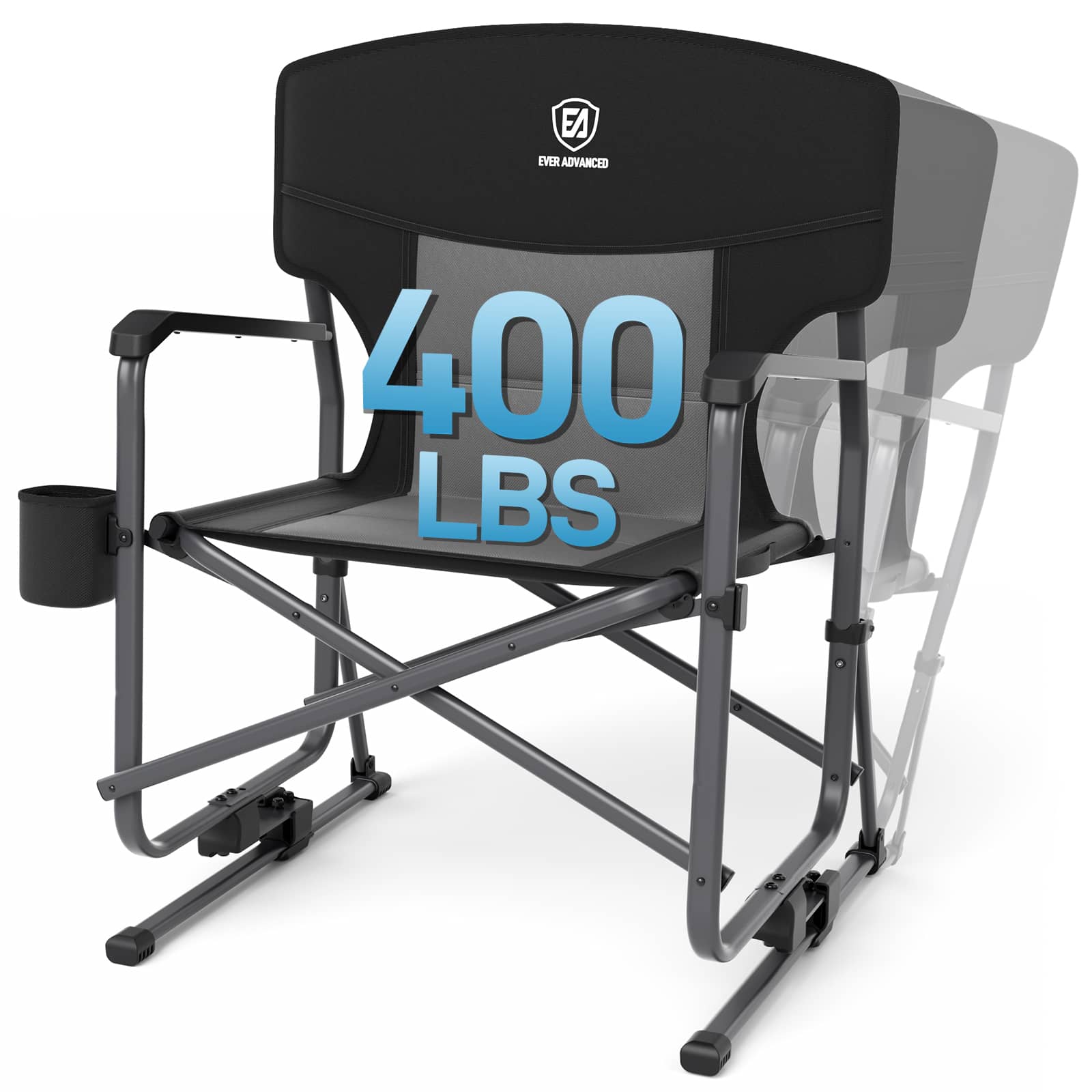 EVER ADVANCED - EVER ADVANCED Folding Rocking Chair - New Black