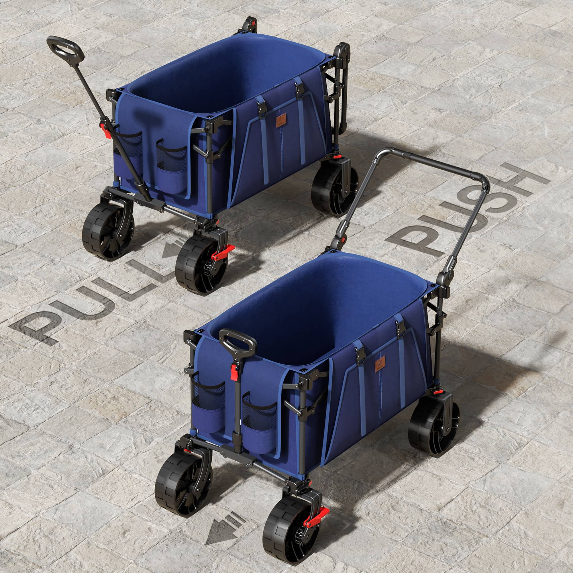 EVER ADVANCED - Folding Camping Push Wagon - Blue