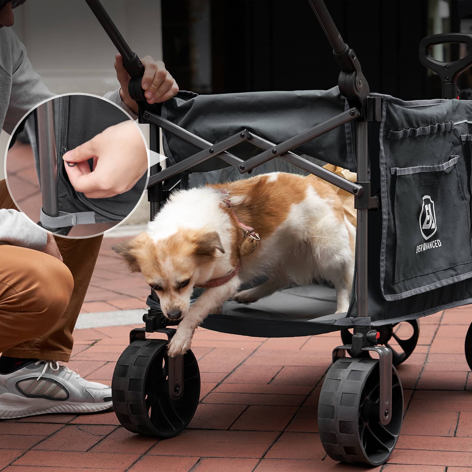 EVER ADVANCED - Folding Camping Push Wagon - Grey