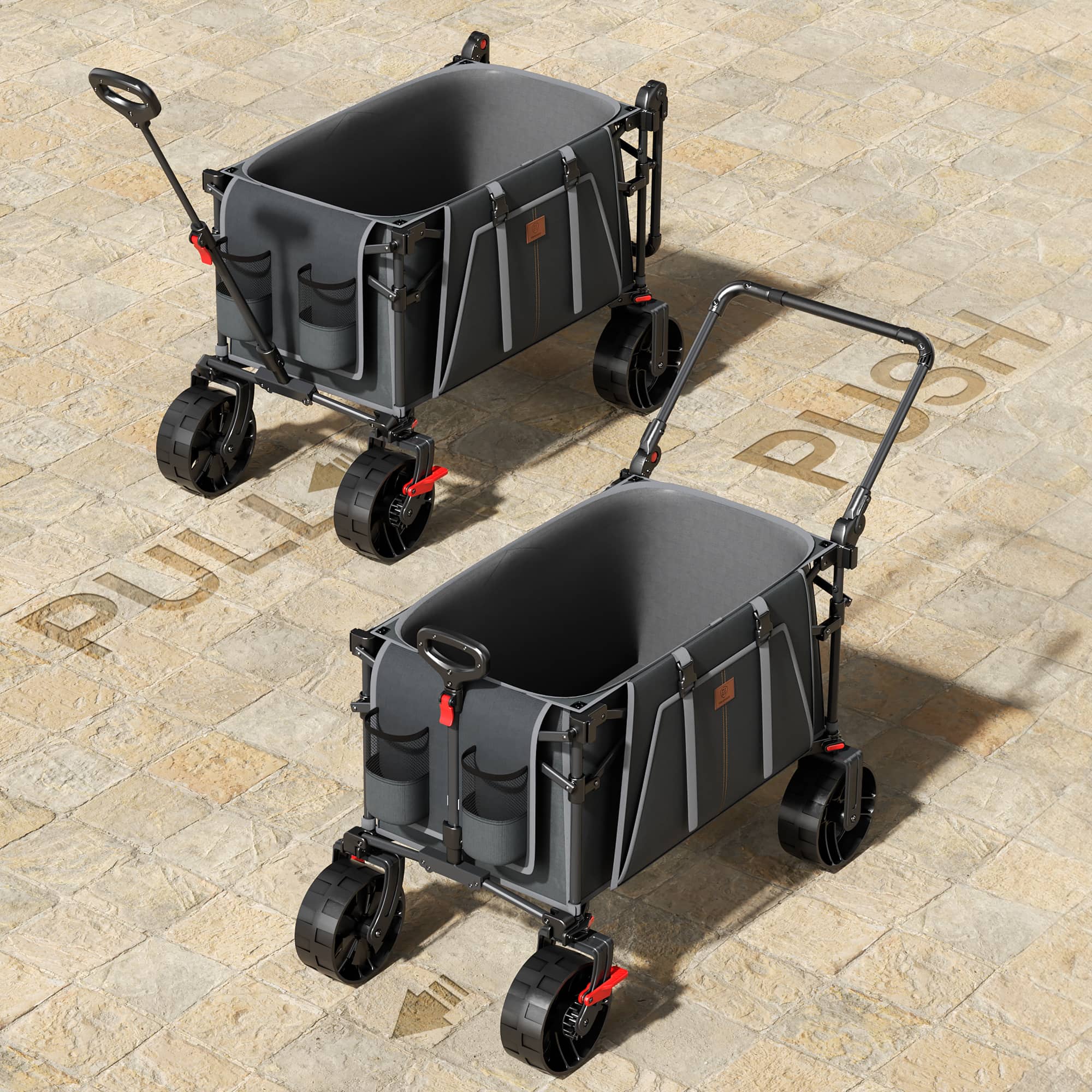 EVER ADVANCED - Folding Camping Push Wagon - Grey