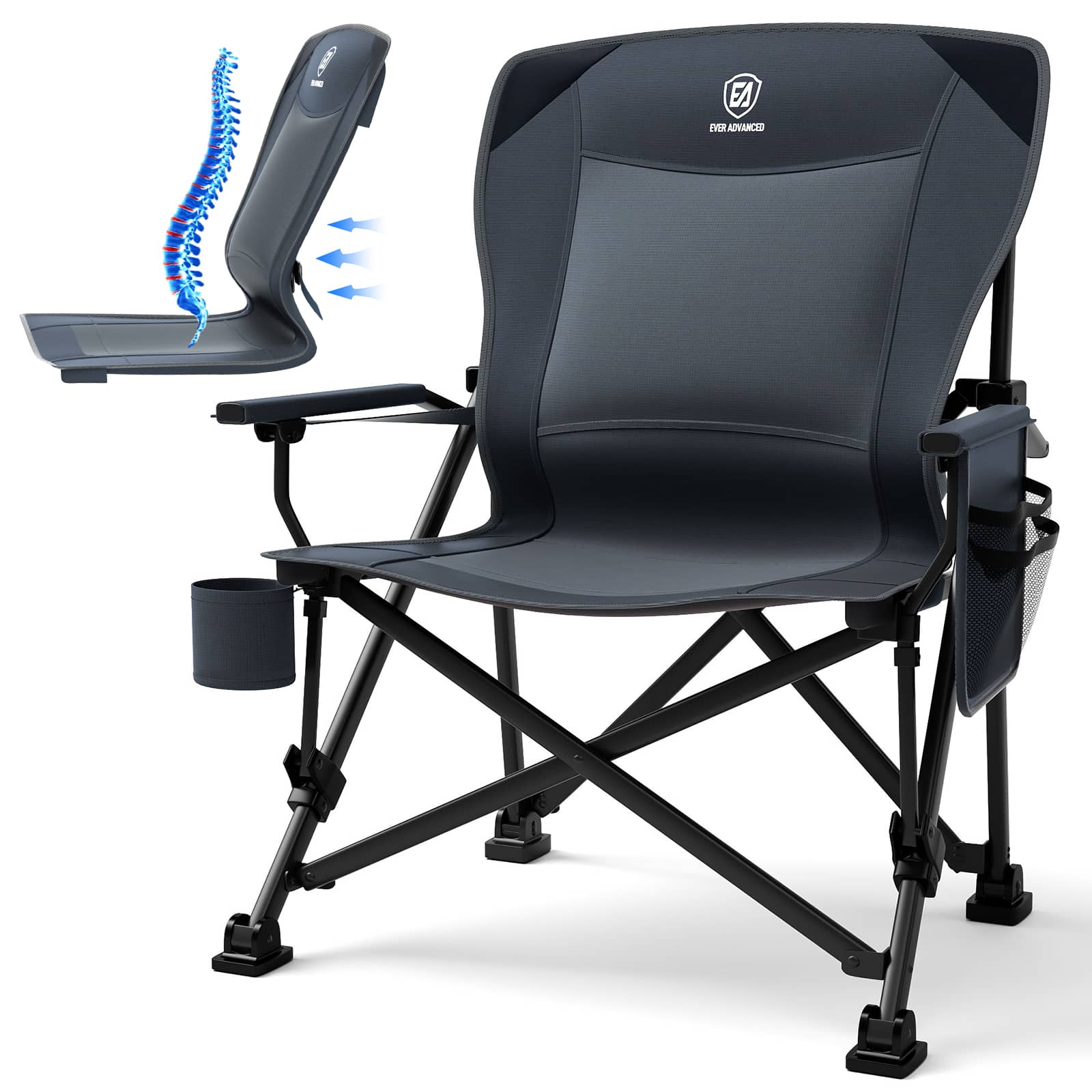 Oversized Lumbar Support Folding Camping Chair