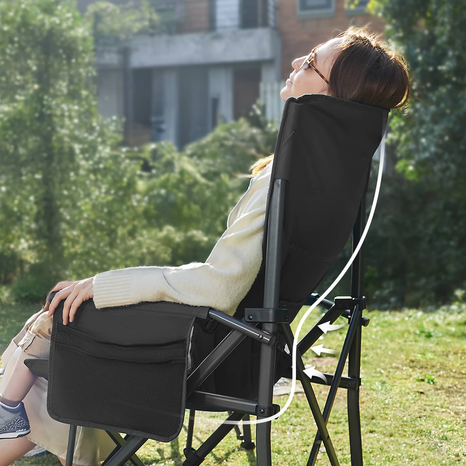 EVER ADVANCED - Oversized Lumbar Support Folding Camping Chair - Blue