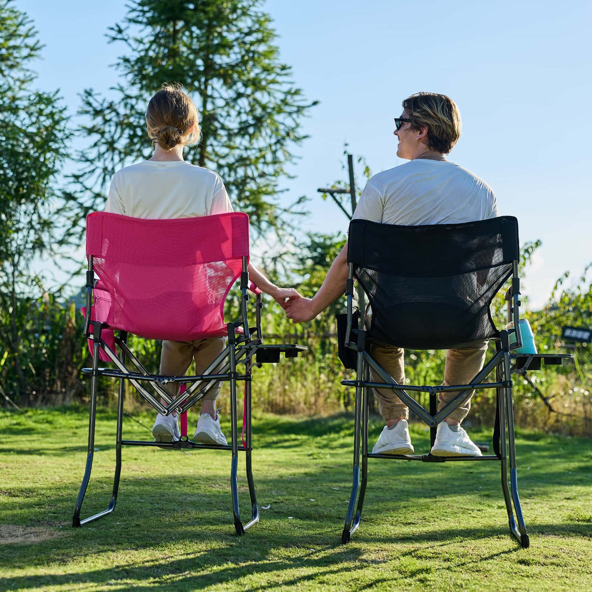 EVER ADVANCED - Portable Tall Folding Camping Chair - Pink