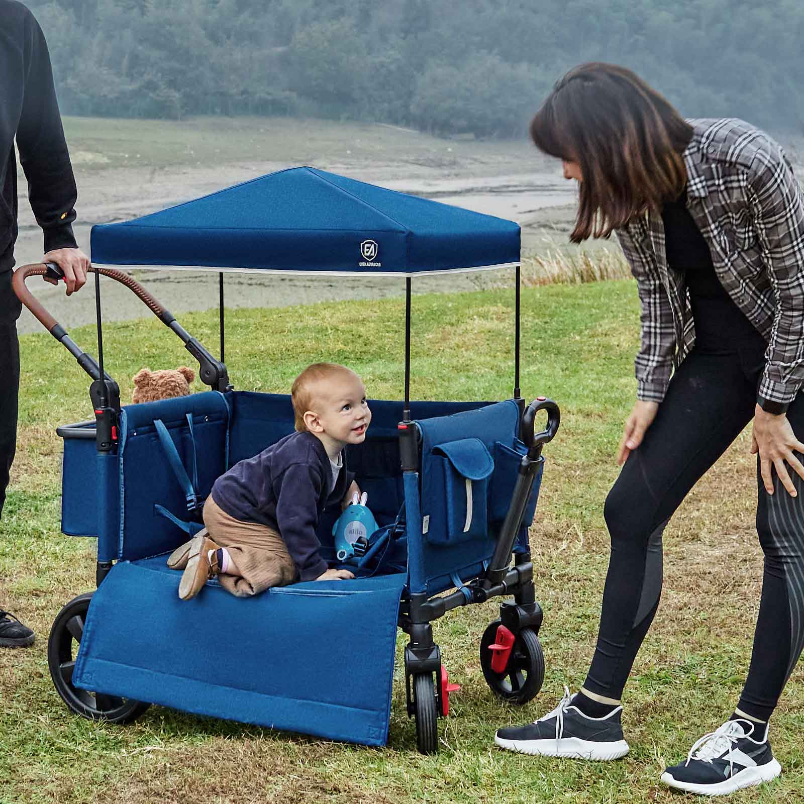 EVER ADVANCED - Side - Unzip Wagon Stroller - Blue