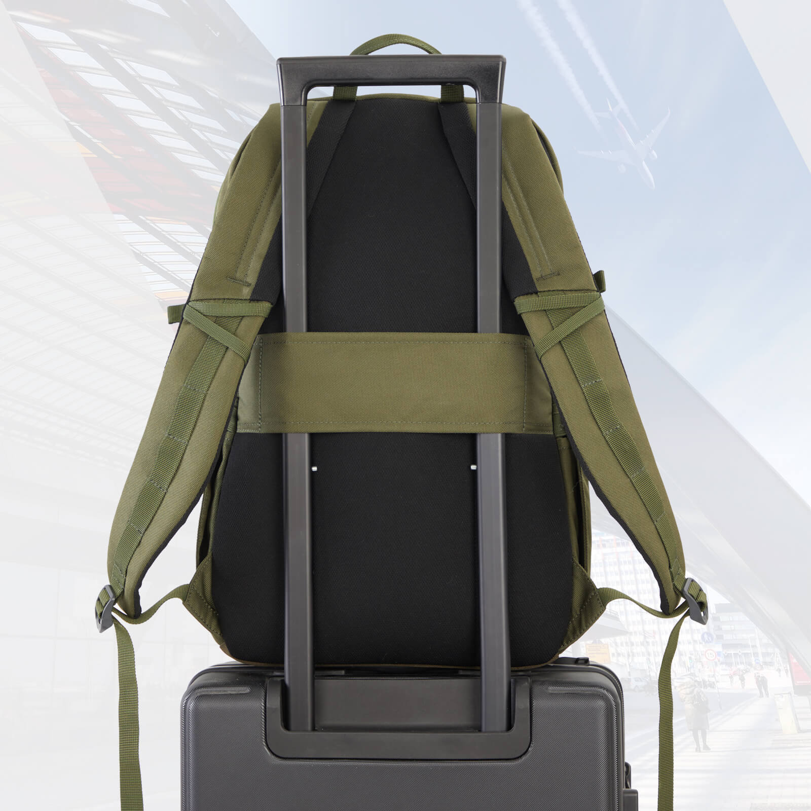 EVER ADVANCED - Travel Laptop Backpack - Olive Green