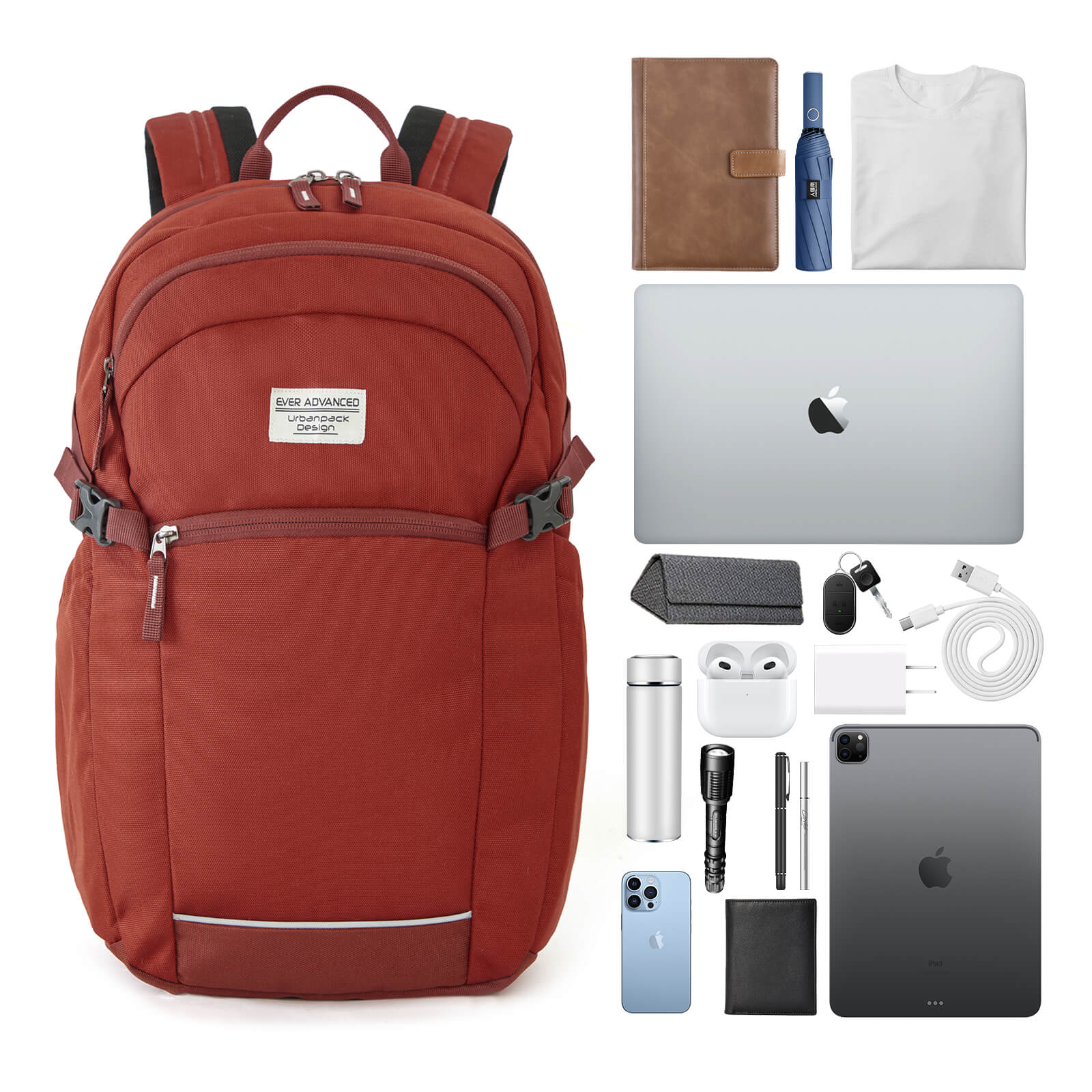 EVER ADVANCED - Travel Laptop Backpack - Classic Brown