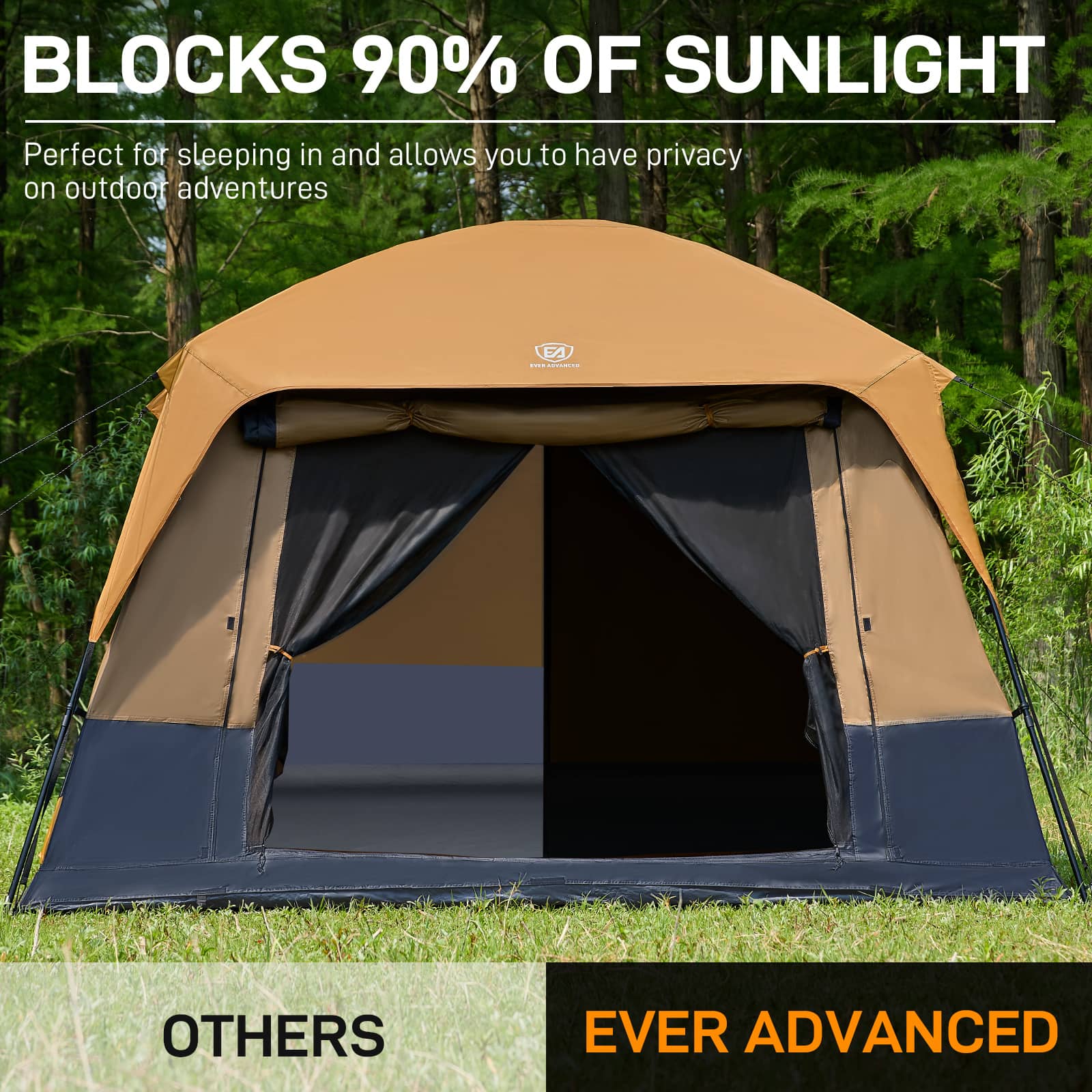 EVER ADVANCED - 10 Persons Blackout Tent With Porch - Orange