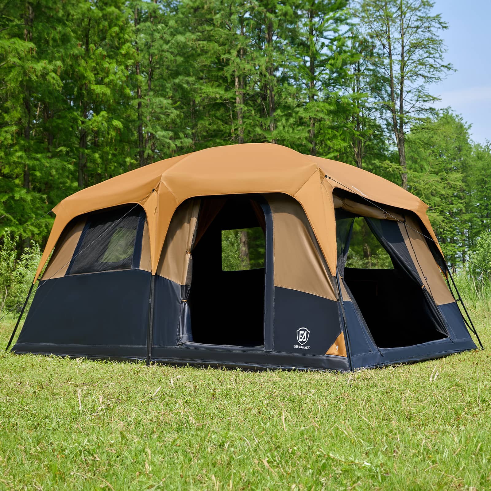 EVER ADVANCED - 10 Persons Blackout Tent With Porch - Orange