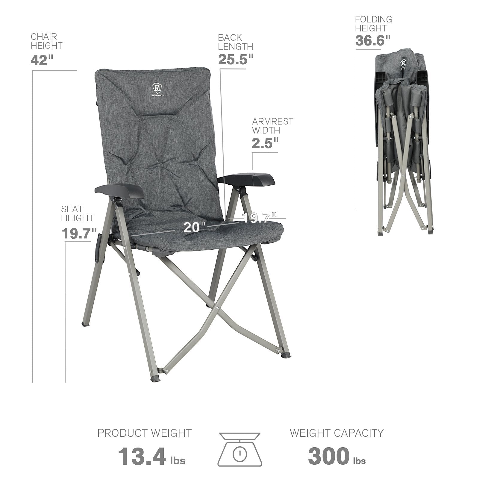 Folding Recliner Camping Chair with Adjustable High Back