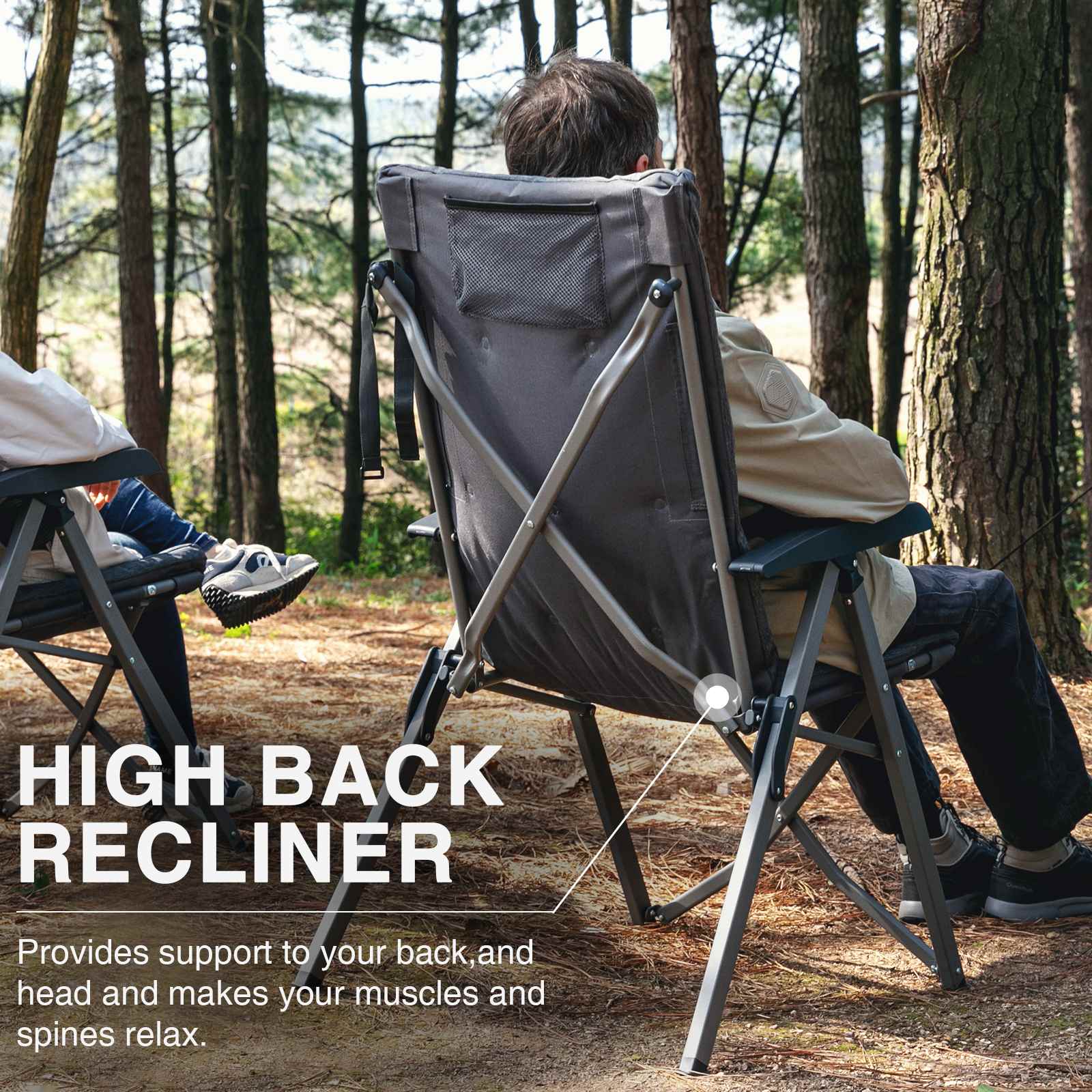 Folding Recliner Camping Chair with Adjustable High Back