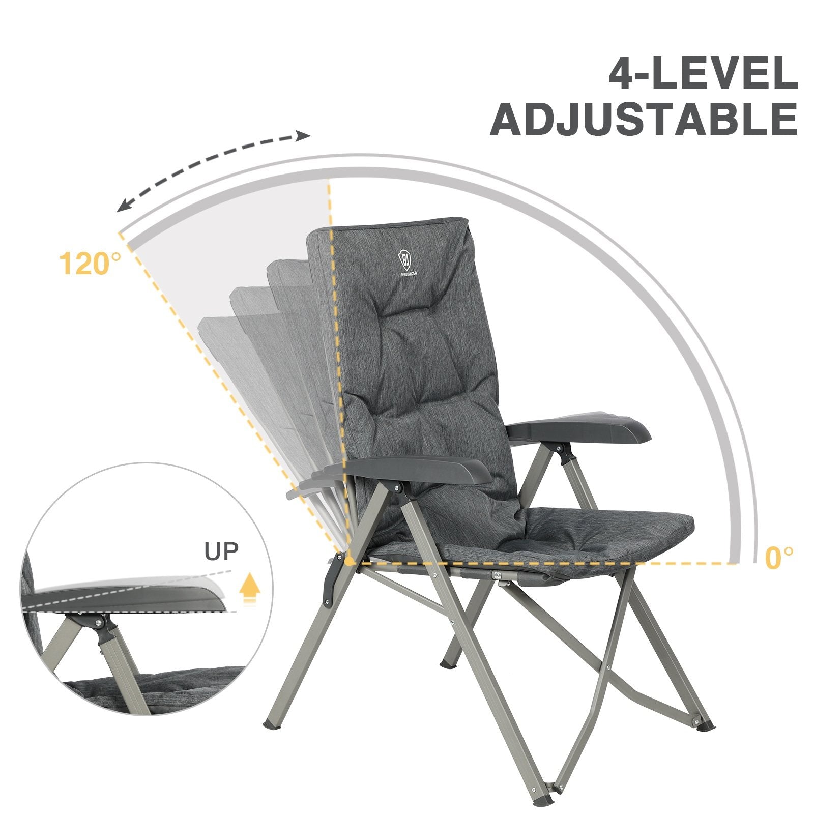 Folding Recliner Camping Chair with Adjustable High Back