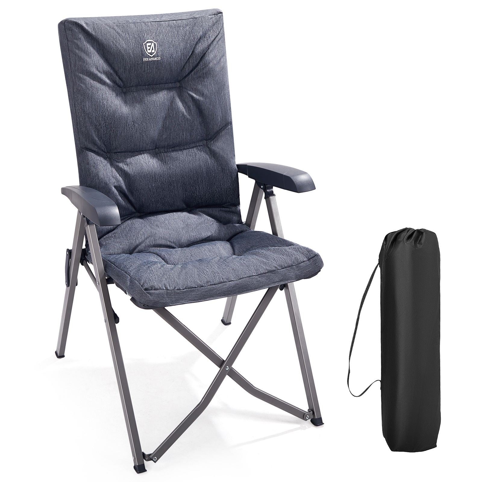 Folding Recliner Camping Chair with Adjustable High Back