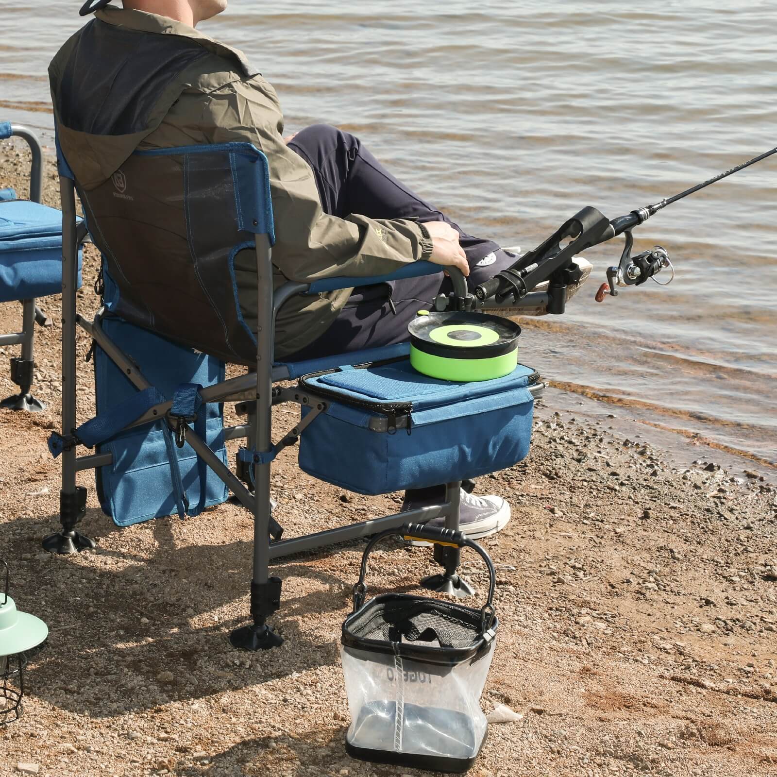 Oasis Premium Director Fishing Chair with Rod Holder - Folding Aluminum  Chair