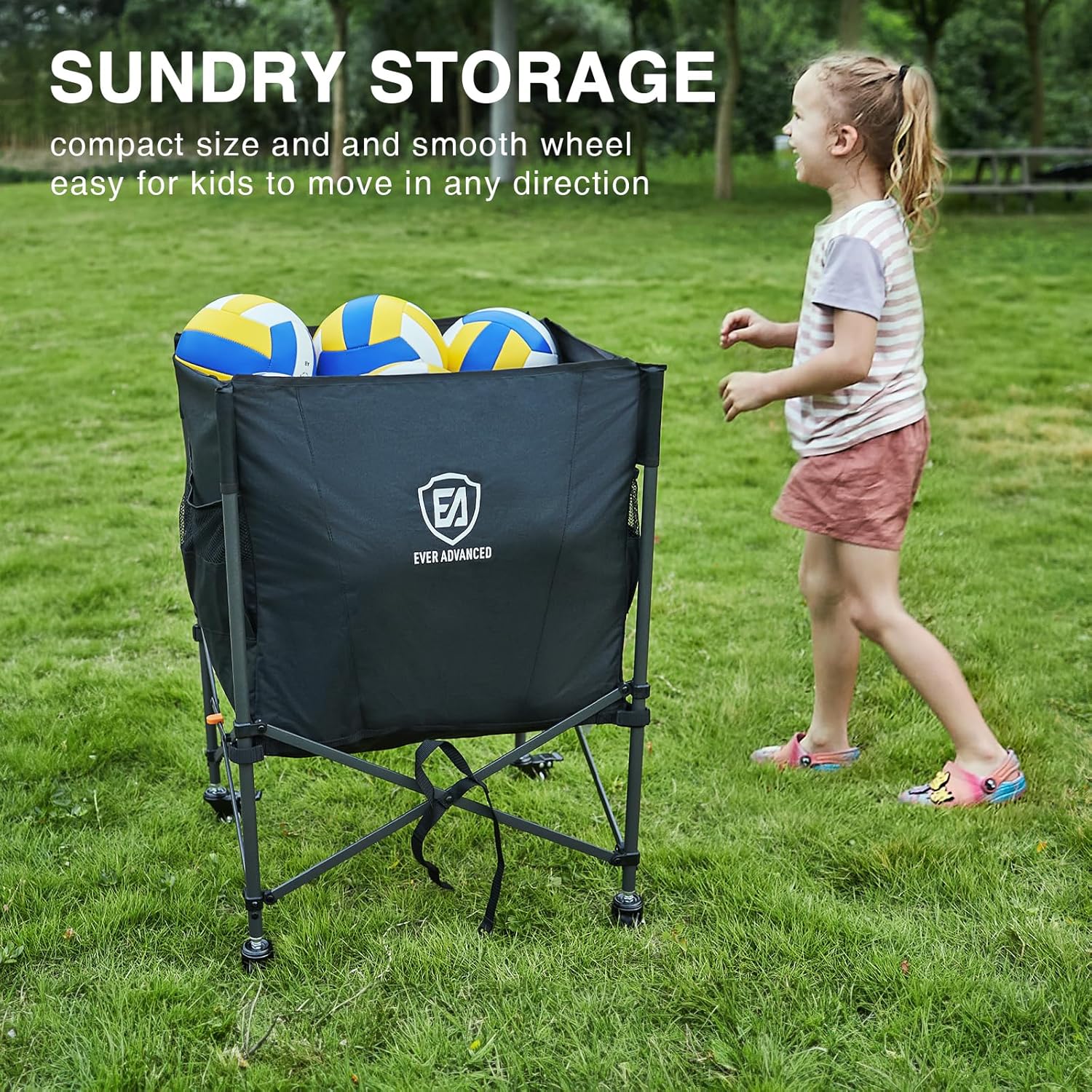EVER ADVANCED - Collapsible Ball Storage Cart - Blue