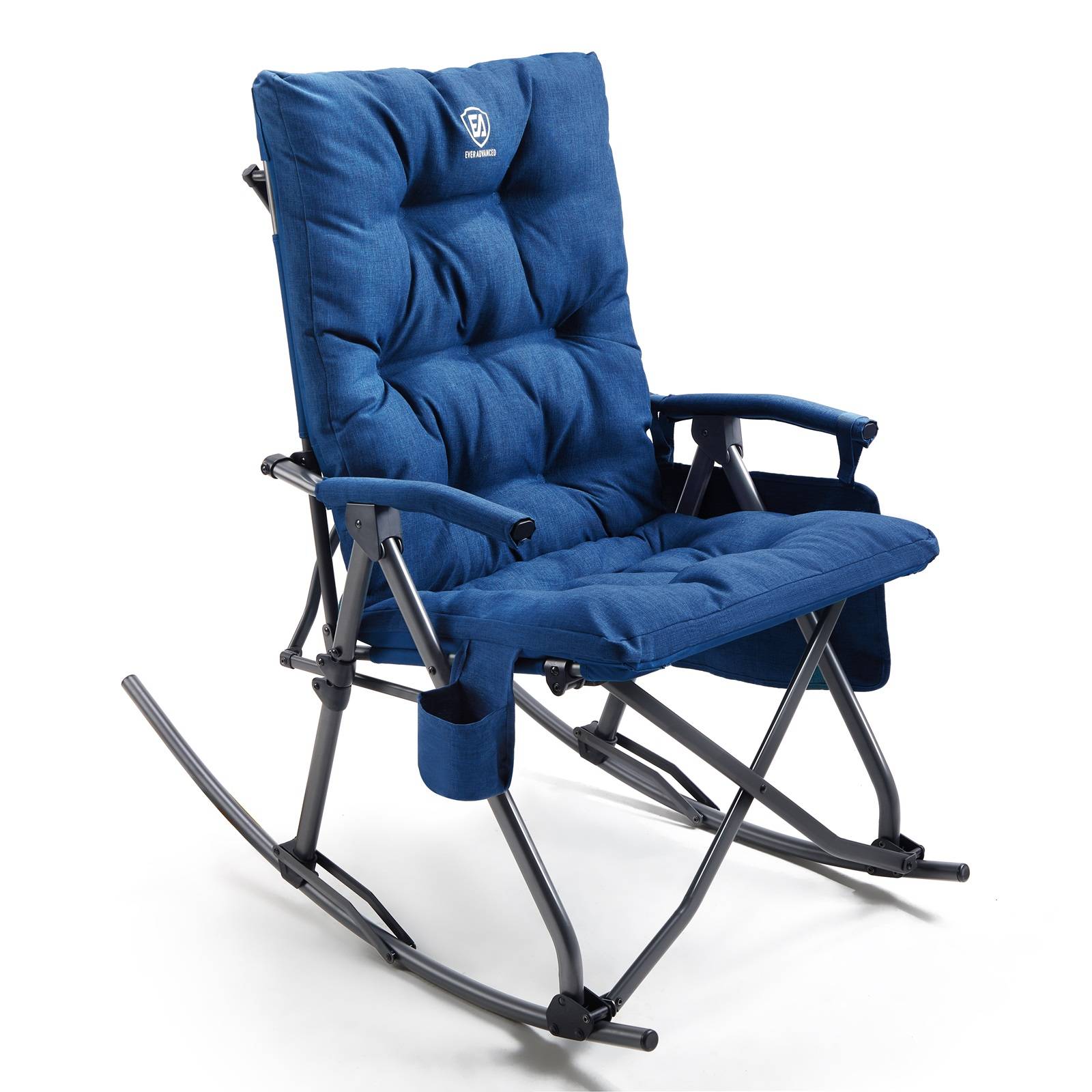 EVER ADVANCED - Collapsible Patio Rocking Camping Chair - Blue