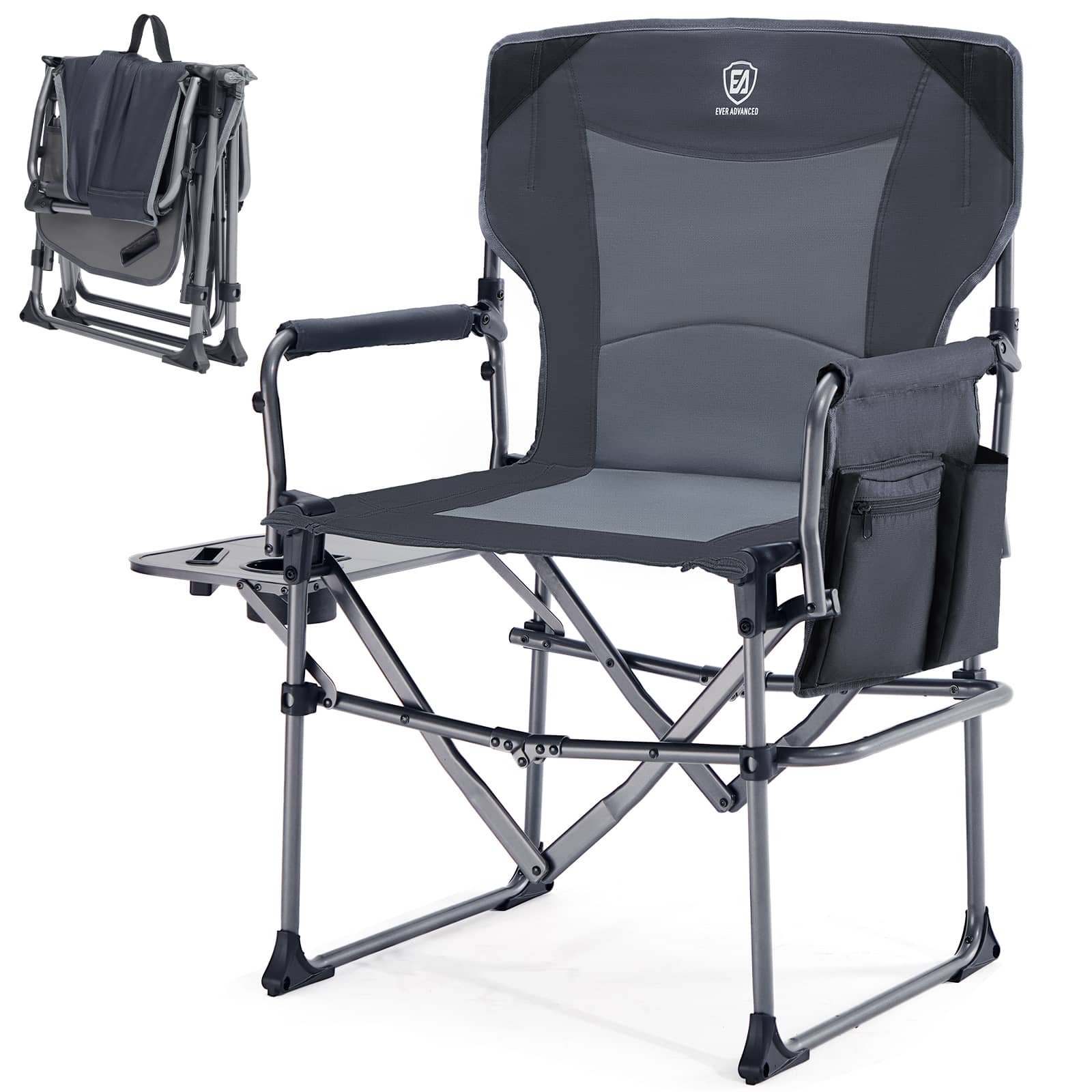 EVER ADVANCED - Compact Camping Directors Chair - Gray