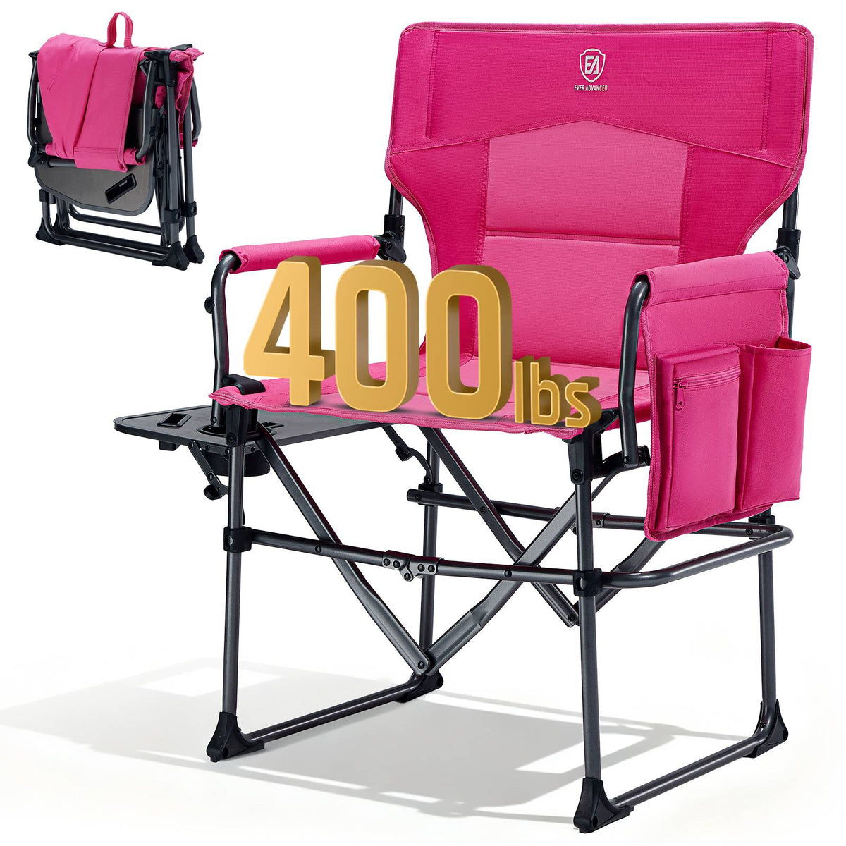 EVER ADVANCED - Compact Camping Directors Chair - Pink