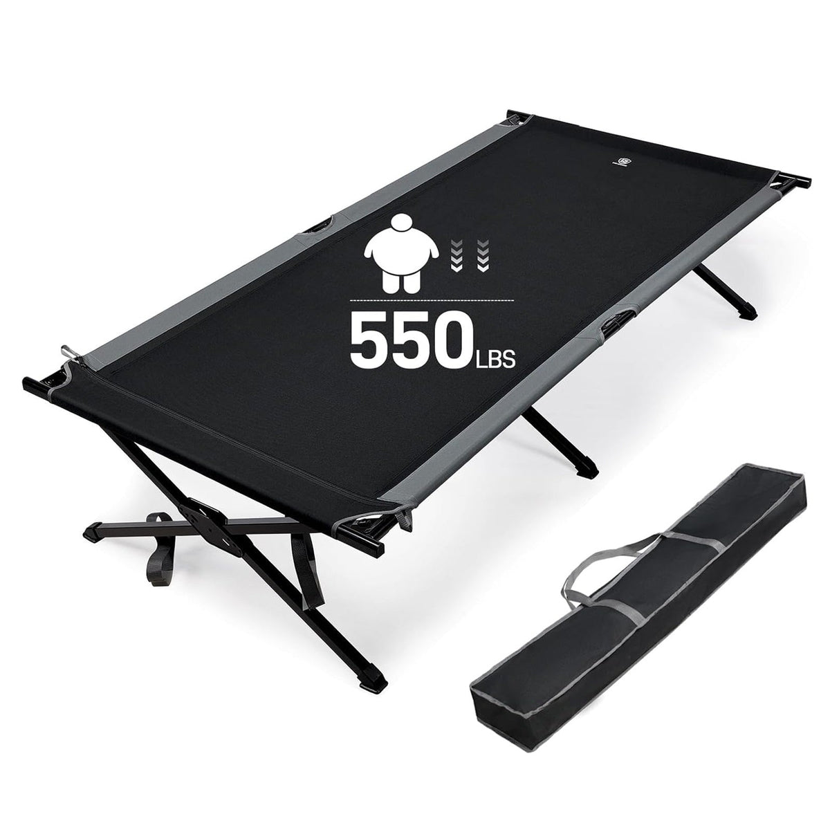 EVER ADVANCED - Emergency Oversized Sleeping Cot - Black