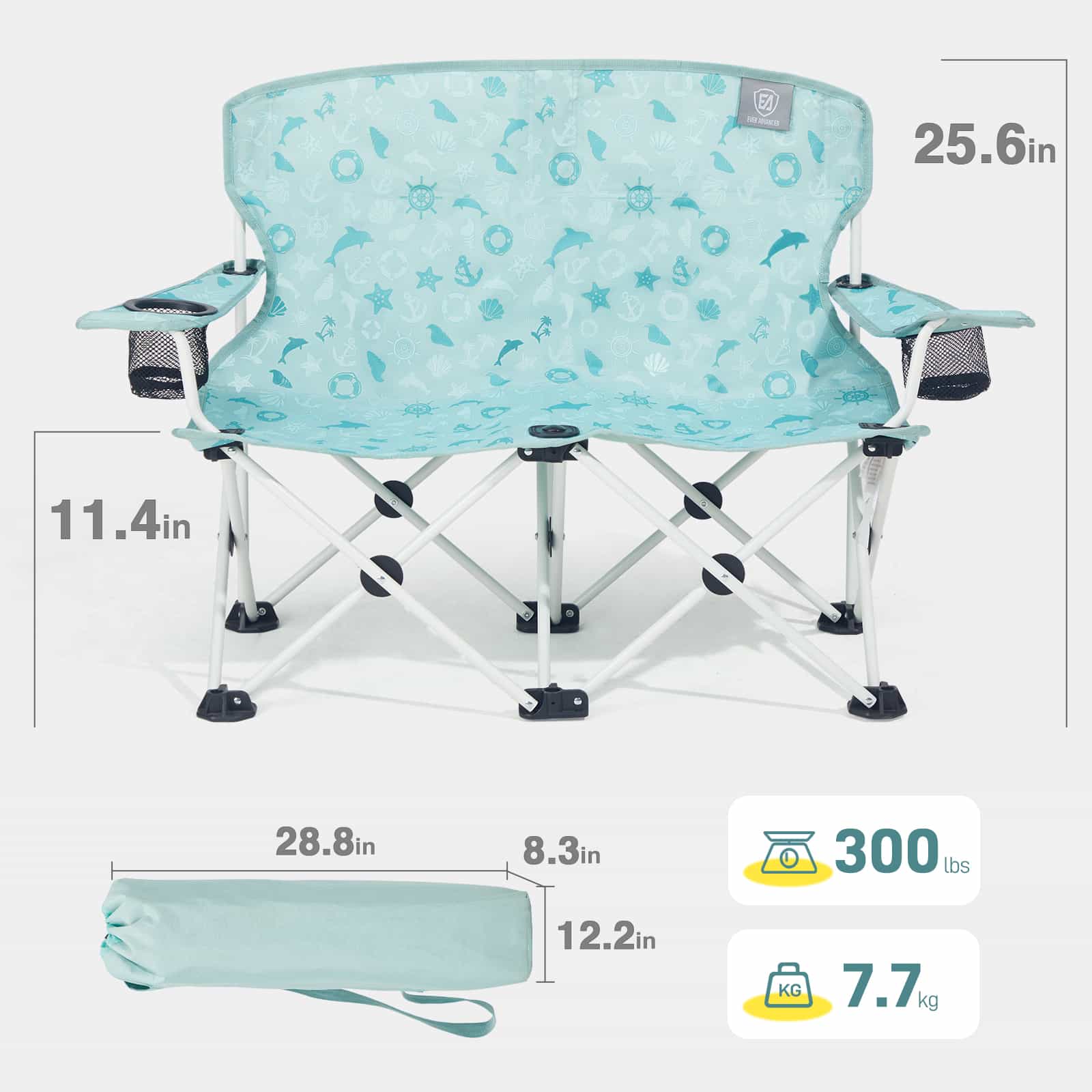 EVER ADVANCED - Ever Advanced Double Camping Chair for Kids - Dolphin Green