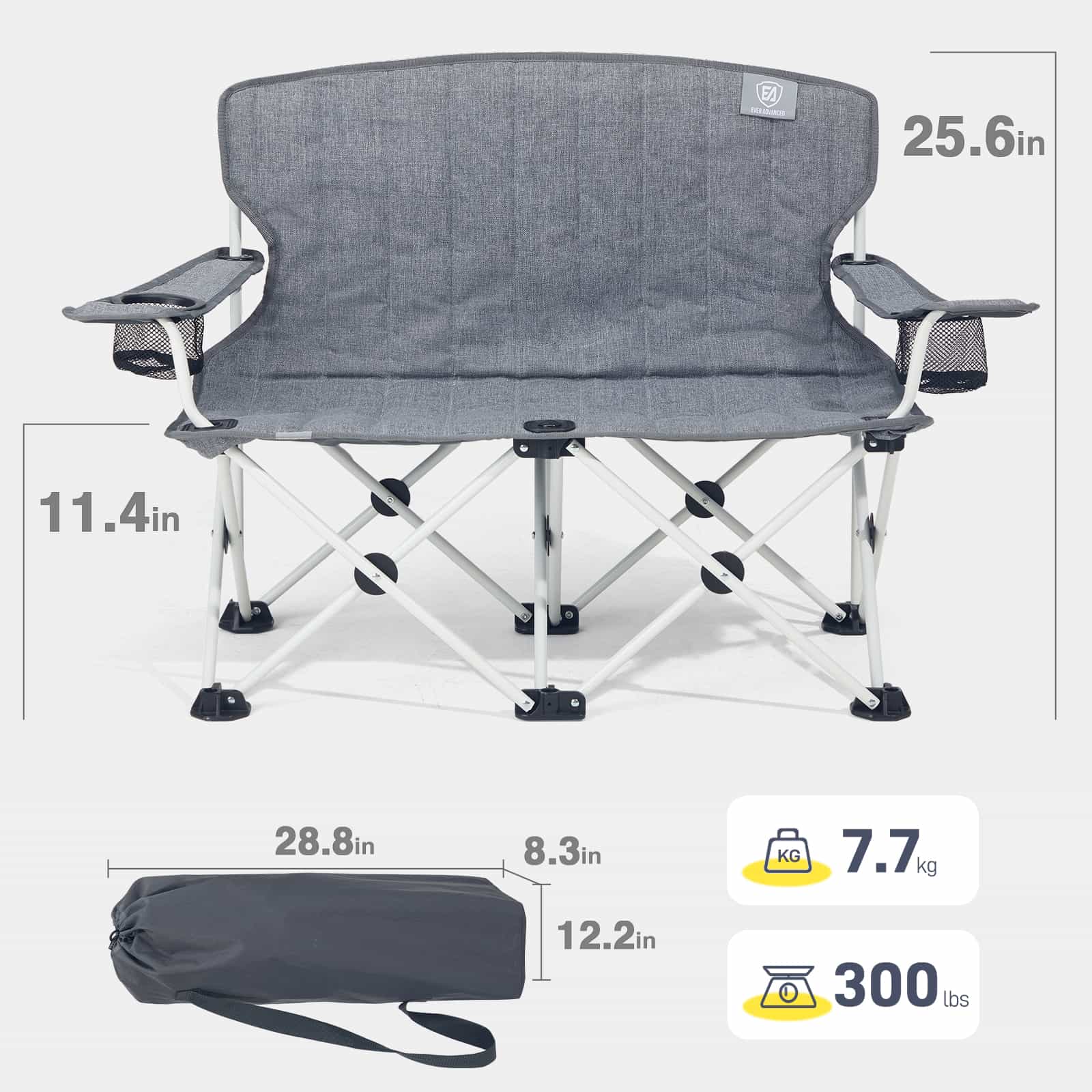 EVER ADVANCED - Ever Advanced Double Camping Chair for Kids - Gray