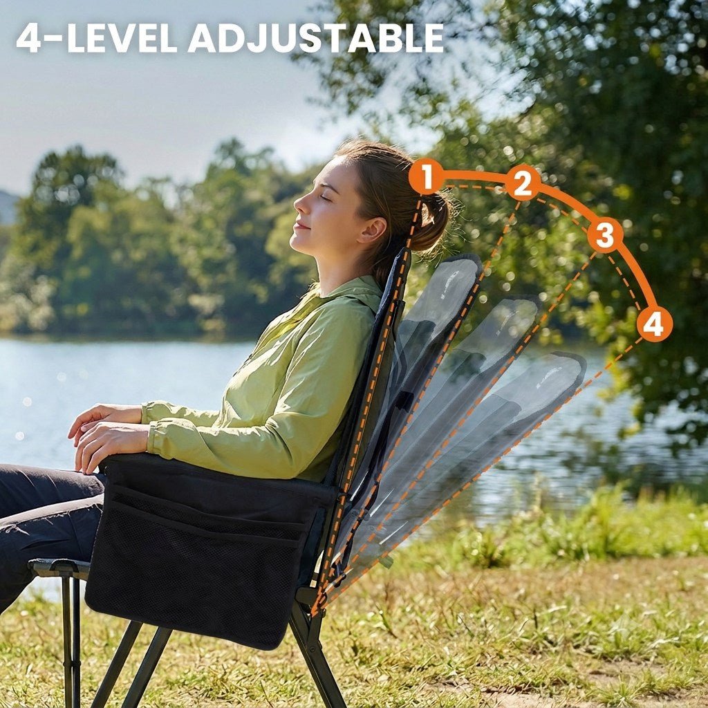 EVER ADVANCED - EVER ADVANCED Reclining Camping Chairs - Black Gray
