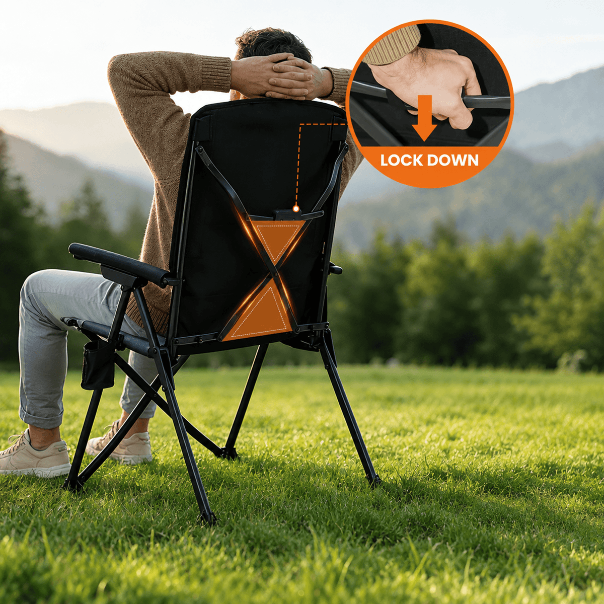 EVER ADVANCED - EVER ADVANCED Reclining Camping Chairs - Black Gray
