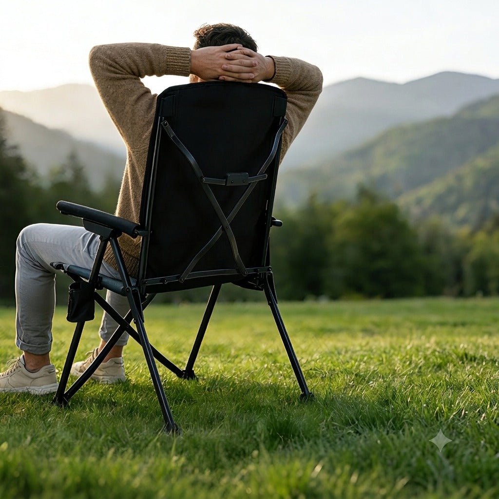 EVER ADVANCED - EVER ADVANCED Reclining Camping Chairs - Black Gray