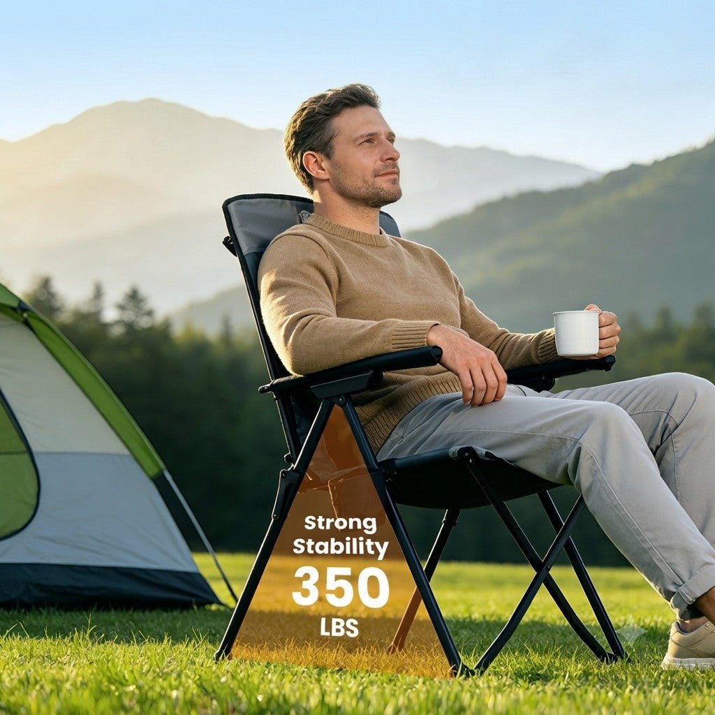 EVER ADVANCED - EVER ADVANCED Reclining Camping Chairs - Black Gray