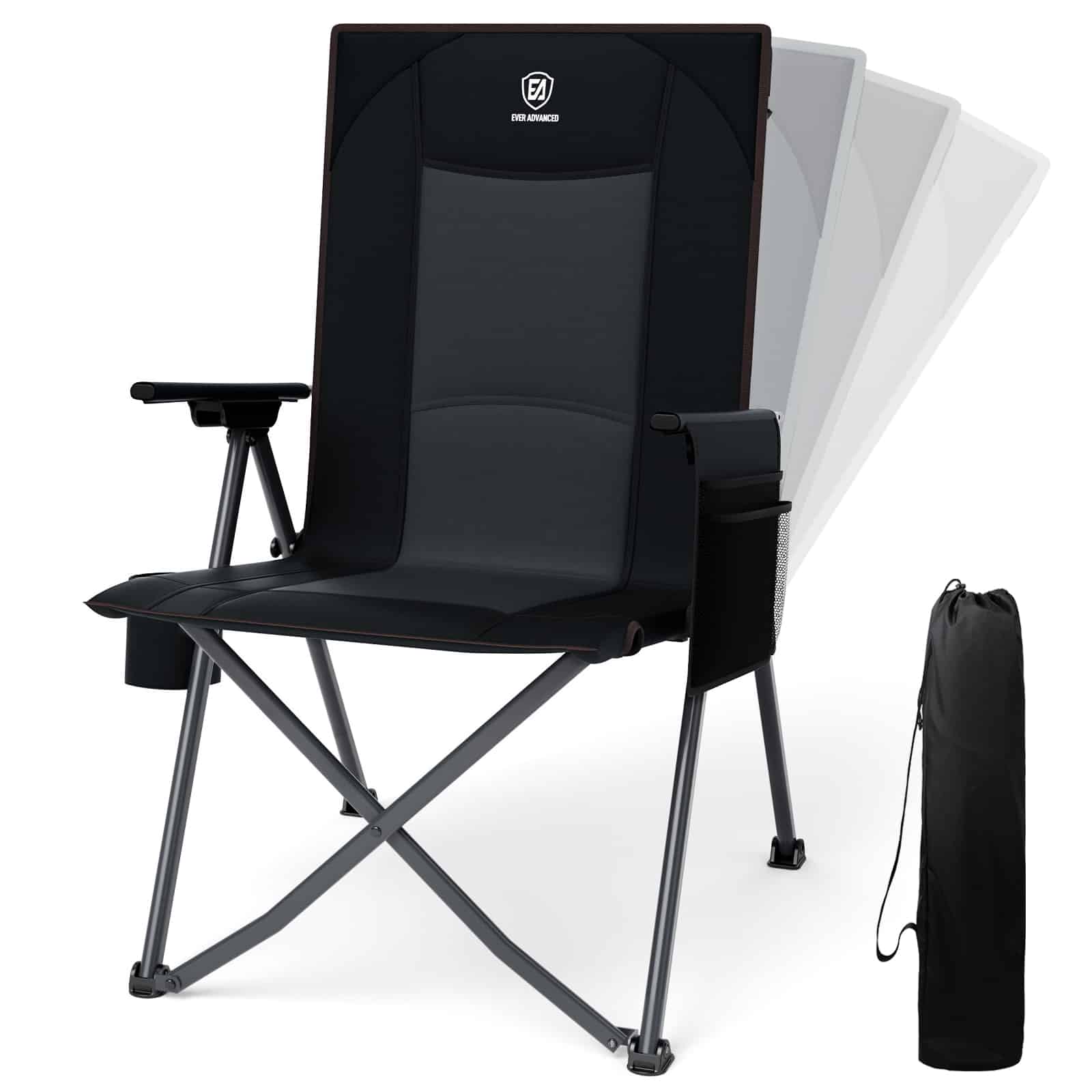 EVER ADVANCED - Reclining Camping Chairs - Black