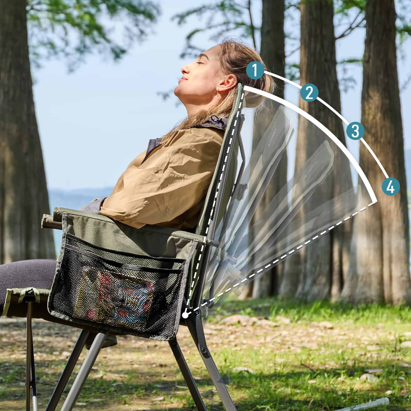 EVER ADVANCED - Reclining Camping Chairs - Green