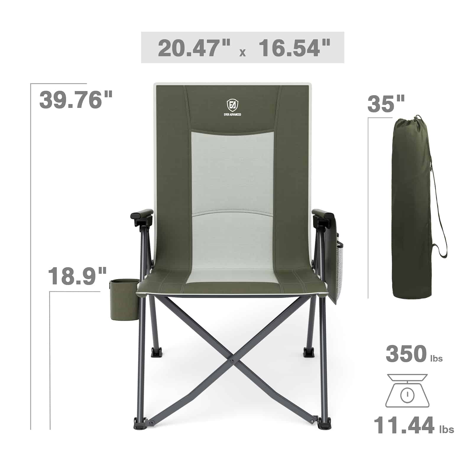 EVER ADVANCED - Reclining Camping Chairs - Green