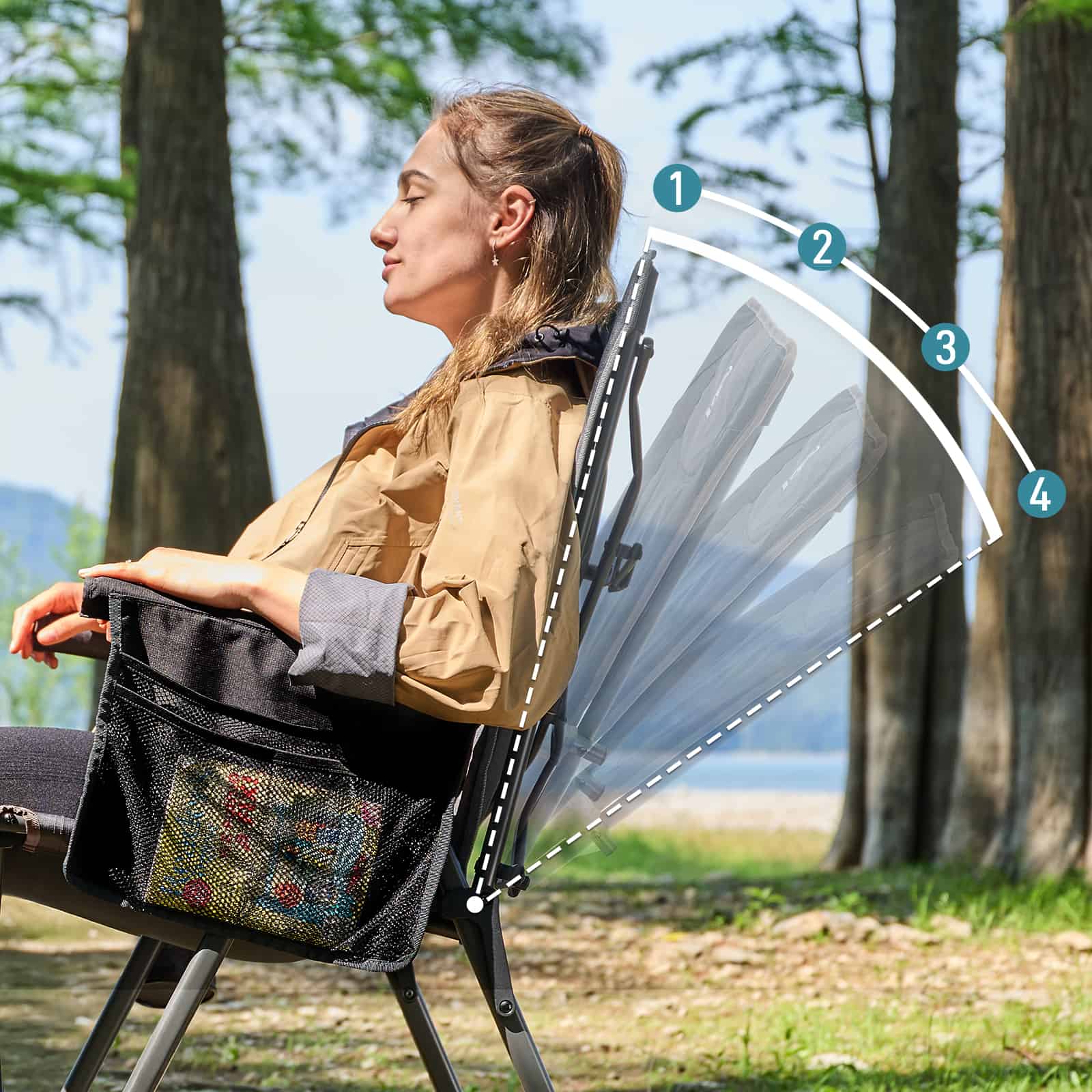 EVER ADVANCED - Reclining Camping Chairs - Black